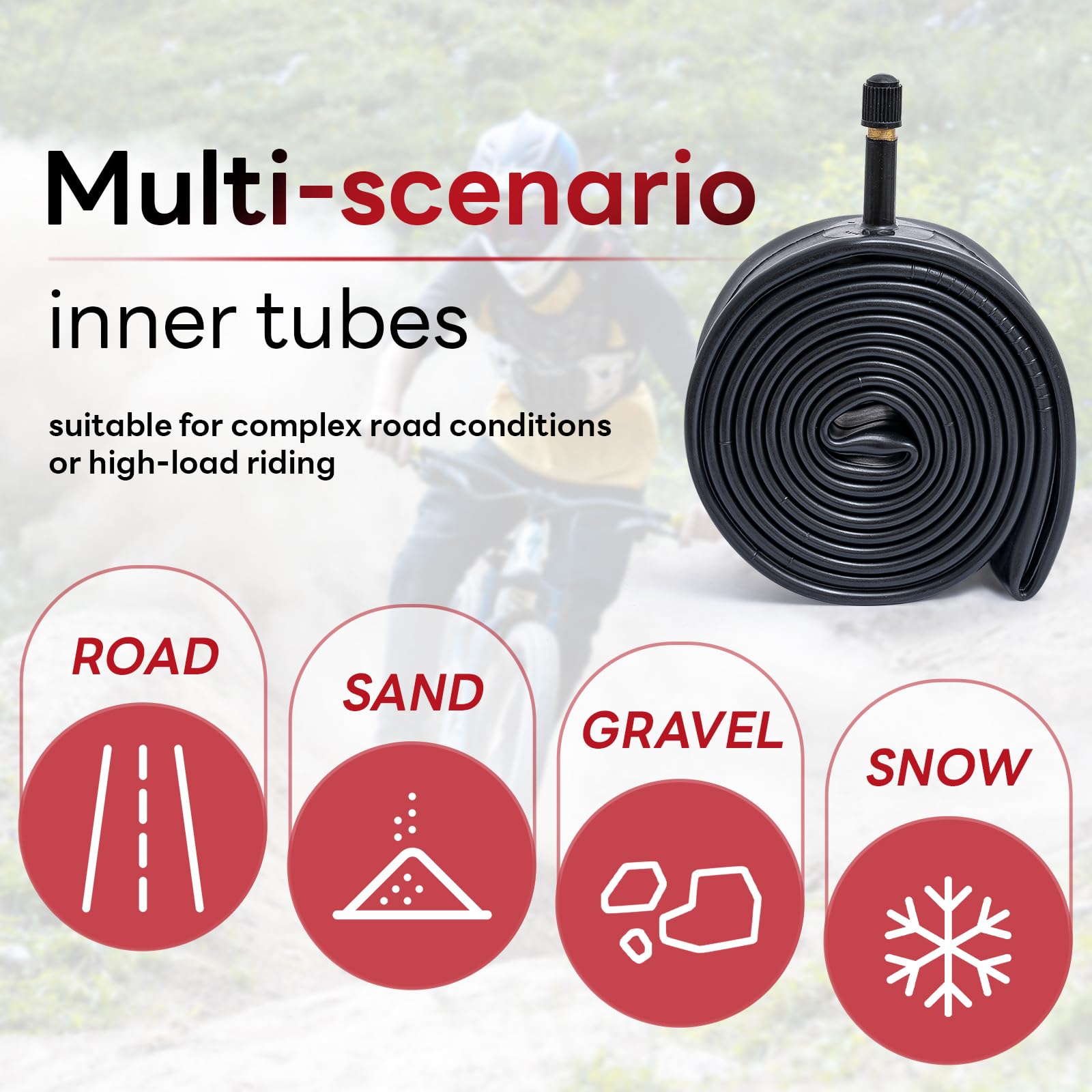 Chambre à Air VTT 66 Cm X 1,75/2,125 A/V (chrayon) En Noir