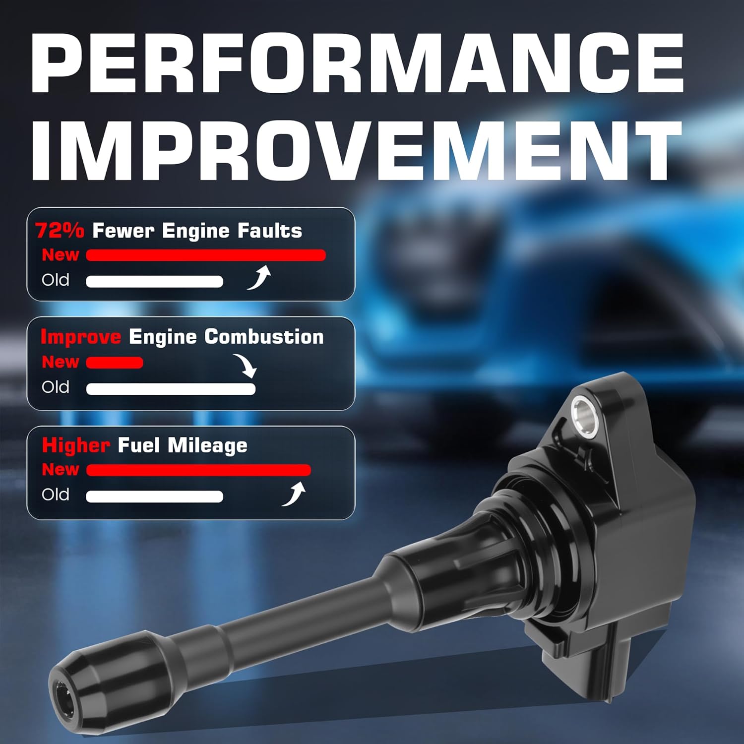 Set of 4 Ignition Coils Fits for 2.5 L4 2007 2008 2009 2010 2011 2012 Nissan Altima Sentra Rogue Versa Infiniti FX50 QX60 Coil Packs 2.5L 2.0L 1.8L Replaces UF549 GN10241 C1696 5C1753