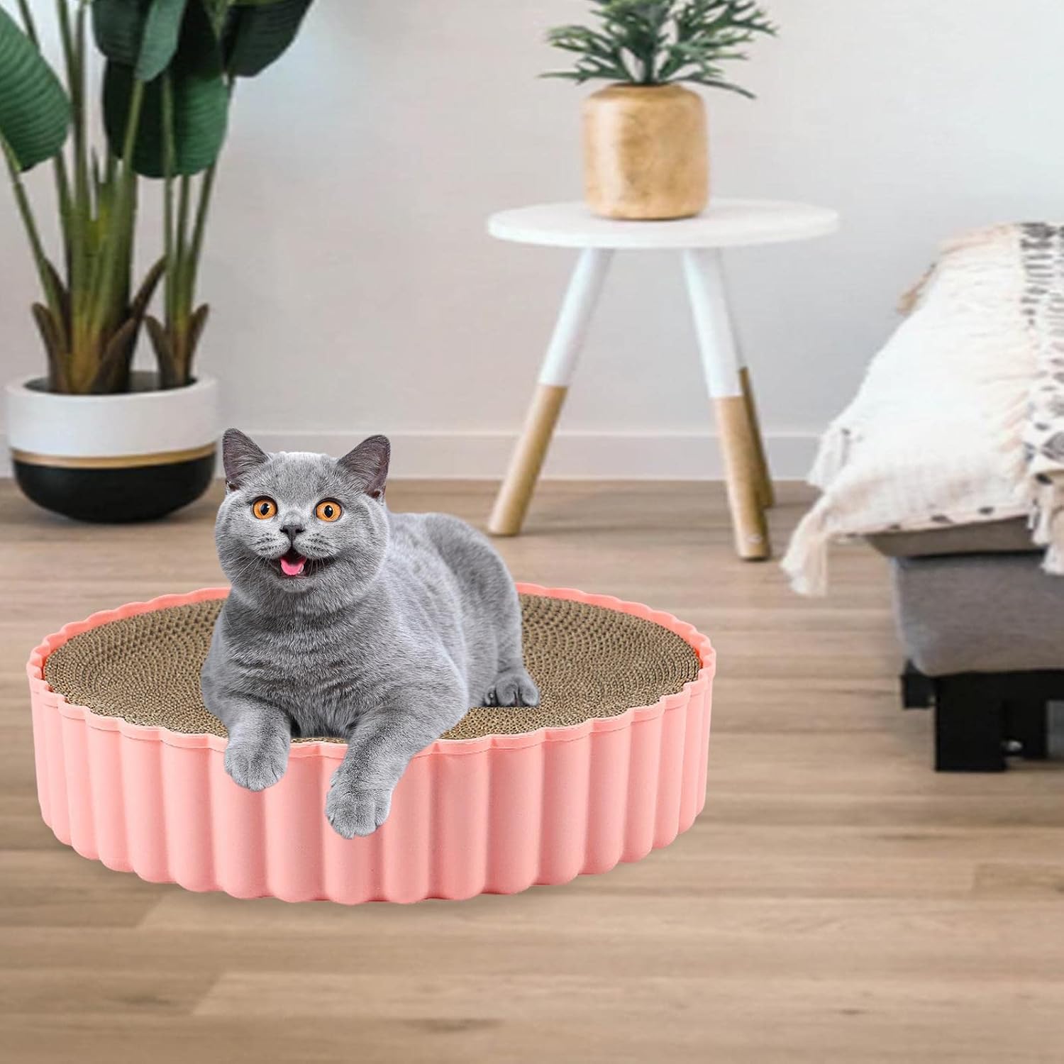 review Cat Scratching Lounge Bed, Cat Scratcher Cardboard Mat Scratching Board Sofa,Rest Cat Scratch Pad Cat Cardboard Pad for Lounge Indoor Cats, Pink