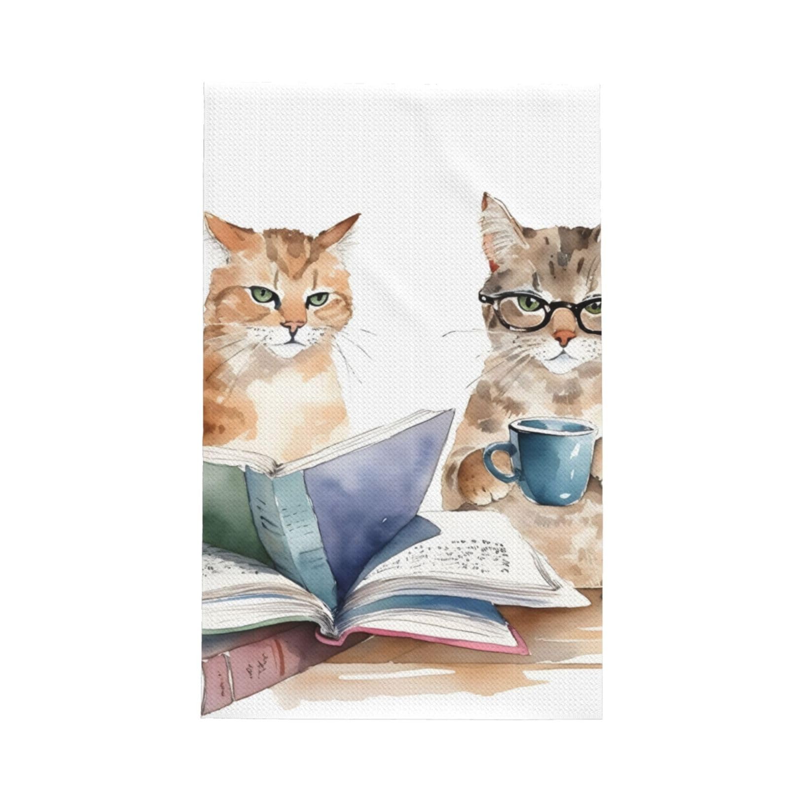 Mexpekil Tea Towels Literary Cats Tea Towels for Kitchen Quick Drying Hand Towels Super Absorbent Kitchen Towel 66×41cm