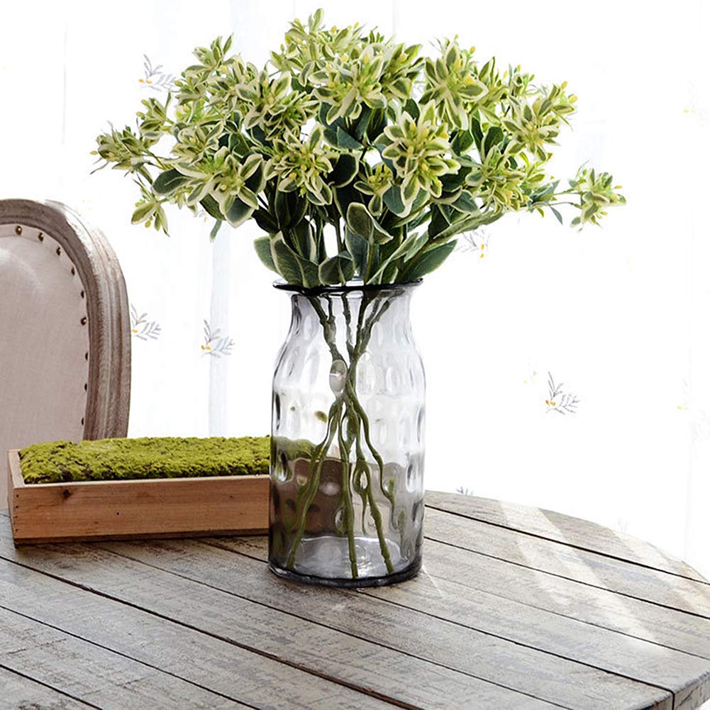 EdricShop 1pc 45cm Artificial Flowers with Leaf Green Grass Plastic Plants Fake Leaf Foliage Bush for Home Wedding Decoration Party Supplies