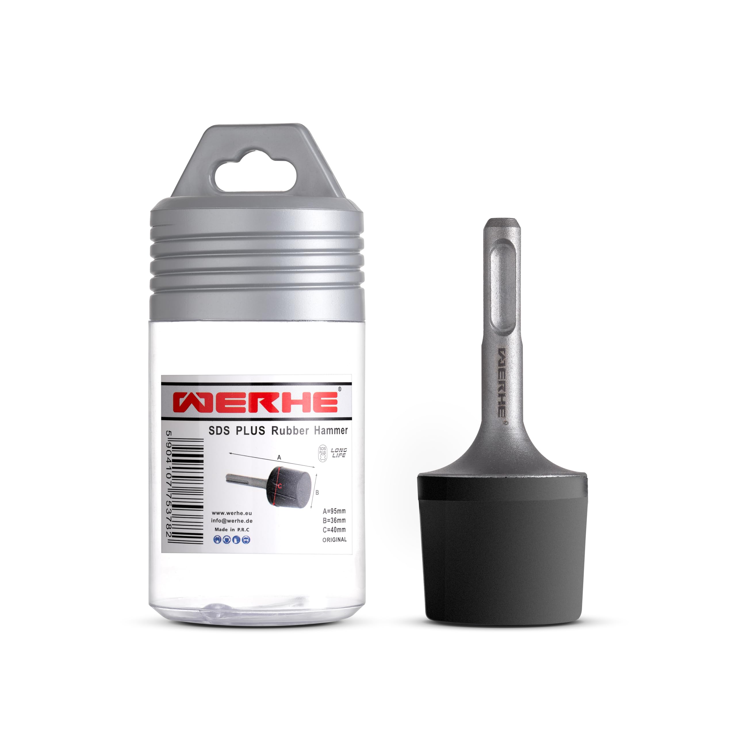 WERHE SDS Plus Rubber Hammer 36mm - Robust Rubber Attachment for Rotary Hammers - Ideal for Sheets Paving and Posts - Easy Installation - Image 2
