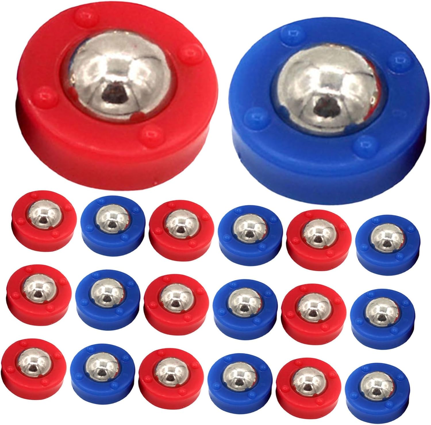 30pcs Mini Shuffleboard Pucks Tabletop Sliding Rollers Steel Plastic Replacement Pucks for Family Fun Adults Indoor Curling Game Accessories