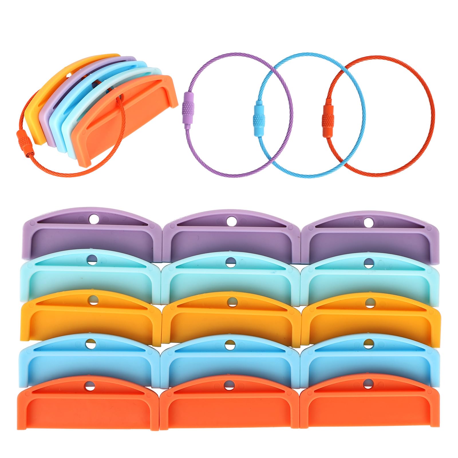 20pcs Card Holders for Yoto with 20 Stainless Steel Rings, PE Plastic Reusable Card Storage Organizer for Yoto Mini Player Audio Cards Portable Travel Carrier Accessories (Colorful)
