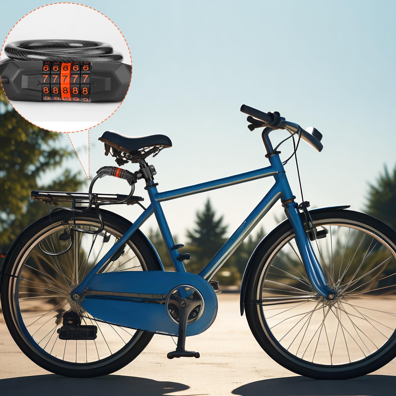 Lucchetto a Combinazione per Bicicletta, ad Alta Sicurezza, Lucchetto Antifurto Catena Bici 110 cm/11 mm con Codice a 5 Cifre, Sicurezza Elevata, Supporto Incluso, Protezione Alta Sicurezza