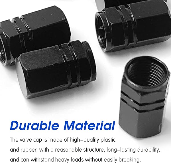 CrestHaven 8 Pcs Aluminum Valve Caps, Car Dust Caps, Tyre Valve Caps, Universal Tyre Valve Caps, Car Caps with Gasket for Motorbike, Trucks, Bike, Electric Scooter, SUV, Baby Buggies (black) - 3