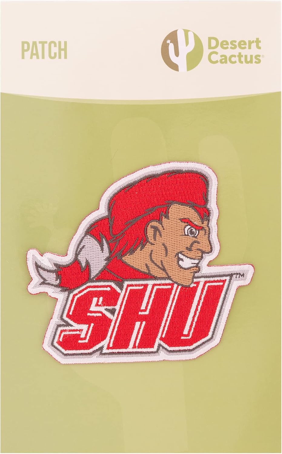 Desert Cactus Sacred Heart University Patch – Embroidered Iron On/Sew On Applique for Blazers, Jackets, Backpacks, Bags, Hats & Tactical Gear – Sacred Heart Pioneers (Patch - Design A) (Pack of 2)