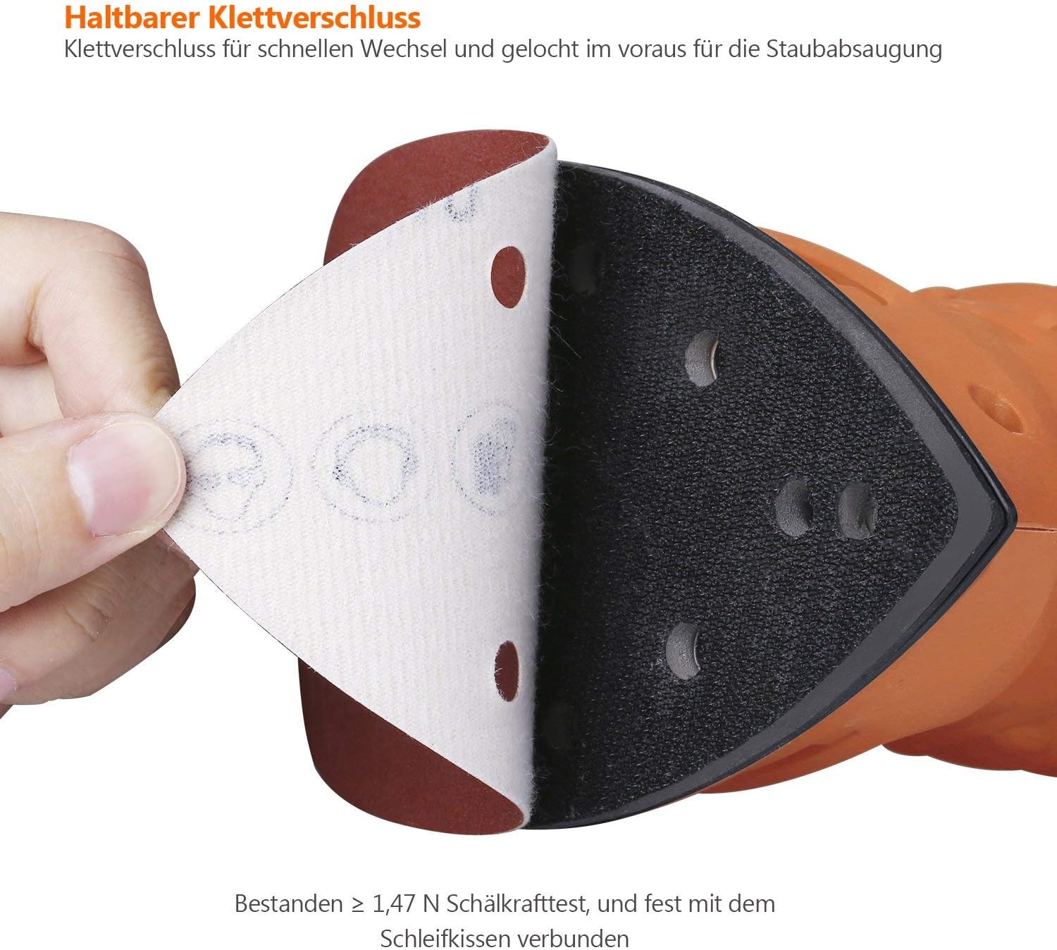 50 Sheets K80 Velcro Prio Sanding Discs 105 x 152 mm 11Hole Triangular