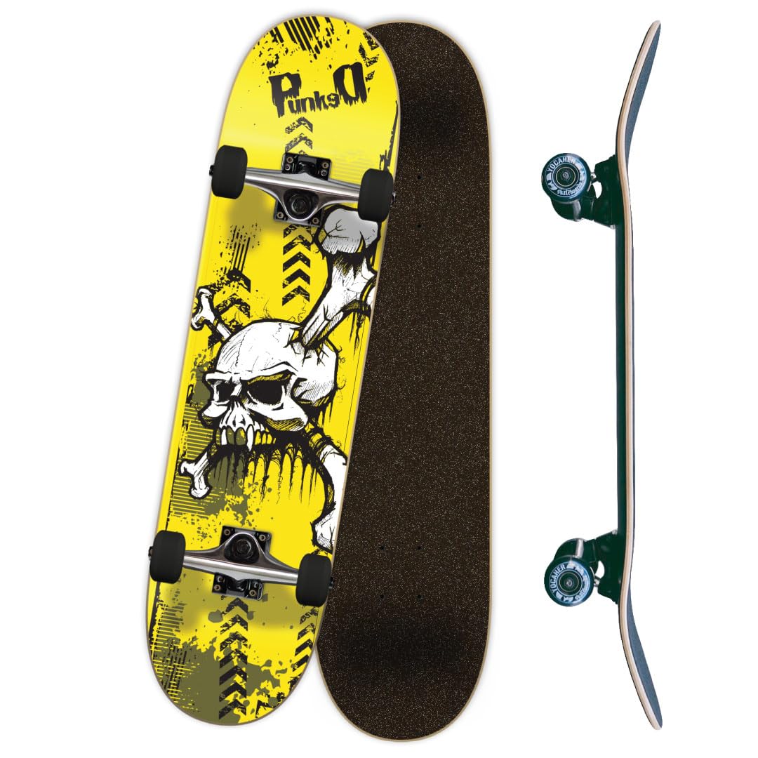 YocaherComplete 31" x 7.75" Skateboards w/Premium Skateboard Grip Tape, Pro Aluminum Alloy Truck, ABEC-9 Bearing, 54mm Wheels