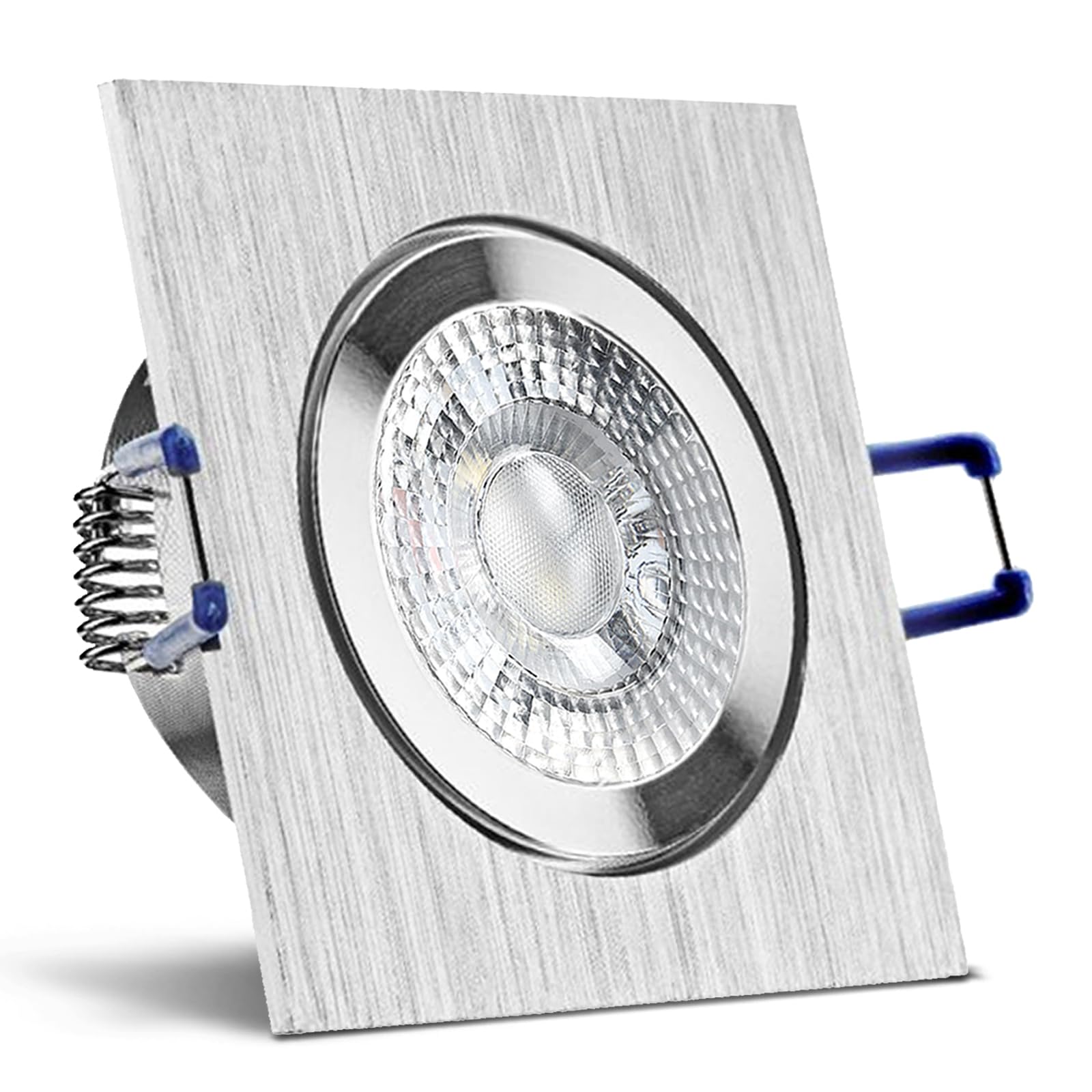trendlights24 Mare IP44 Decken LED Bad Einbaustrahler flach 230V 5W 5er Set | Einbauleuchte, Decke, ultra flach, 35 mm Einbautiefe, 400lm, 3000k, Warmweiß, Aluminium, eckig, Feuchtraum, outdoor, außen