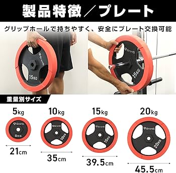 Amazon | グロング バーベル バーベルセット 120kg プレート ラバー