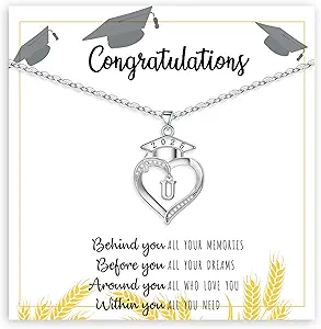 Graduation Gifts, Graduation Gifts for Her Initial Necklaces for Women Class of 2025 Gift Letter A - Z High Shool Senior Master Degree Graduate Necklace for Daughter Sister Granddaughter Girlfriend
