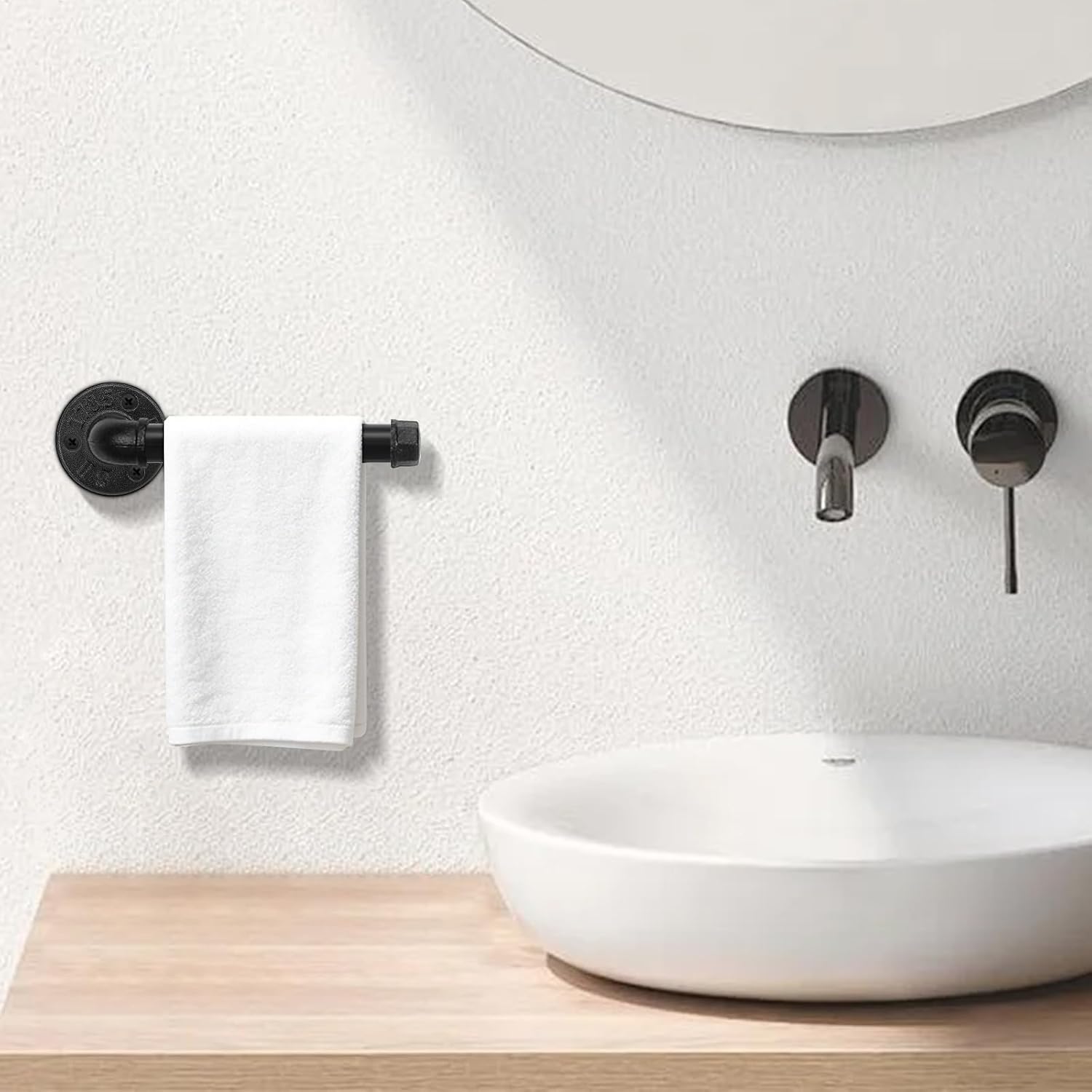 Livabber Industrial Pipe Toilet Paper Holder - Vintage Style DIY Wall Mount Roll Tissue Towel Holder for Bathroom Living Room and Kitchen (9", Black)