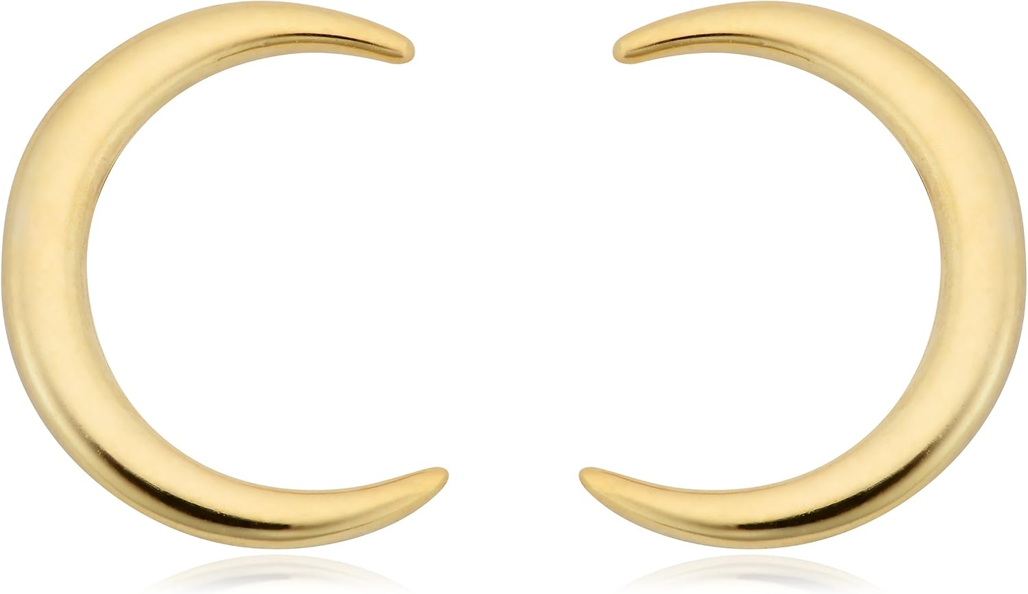 Kooljewelry 14k Yellow Gold High Polish Crescent Moon Stud Earrings