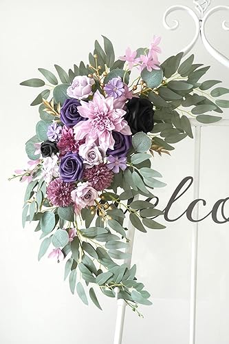 Miniatura 3 de BMQDSM Kit de flores artificiales de arco de boda (paquete de 2) para decoración de boda, ceremonia y recepción (morado)