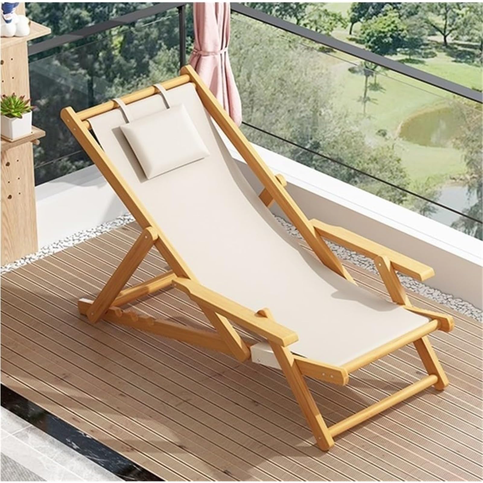 Chaise pliante d'extérieur avec appui-tête soulageant le dos en voyage