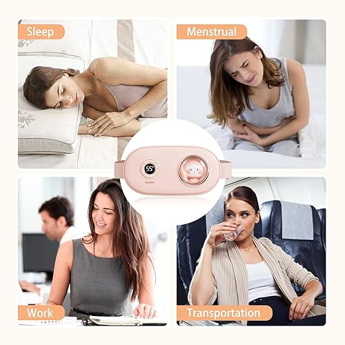 Miniatura 8 de Almohadillas térmicas portátiles, cinturón de calentamiento rápido para el vientre con 3 niveles de calor y 5 modos de masaje, almohadilla térmica