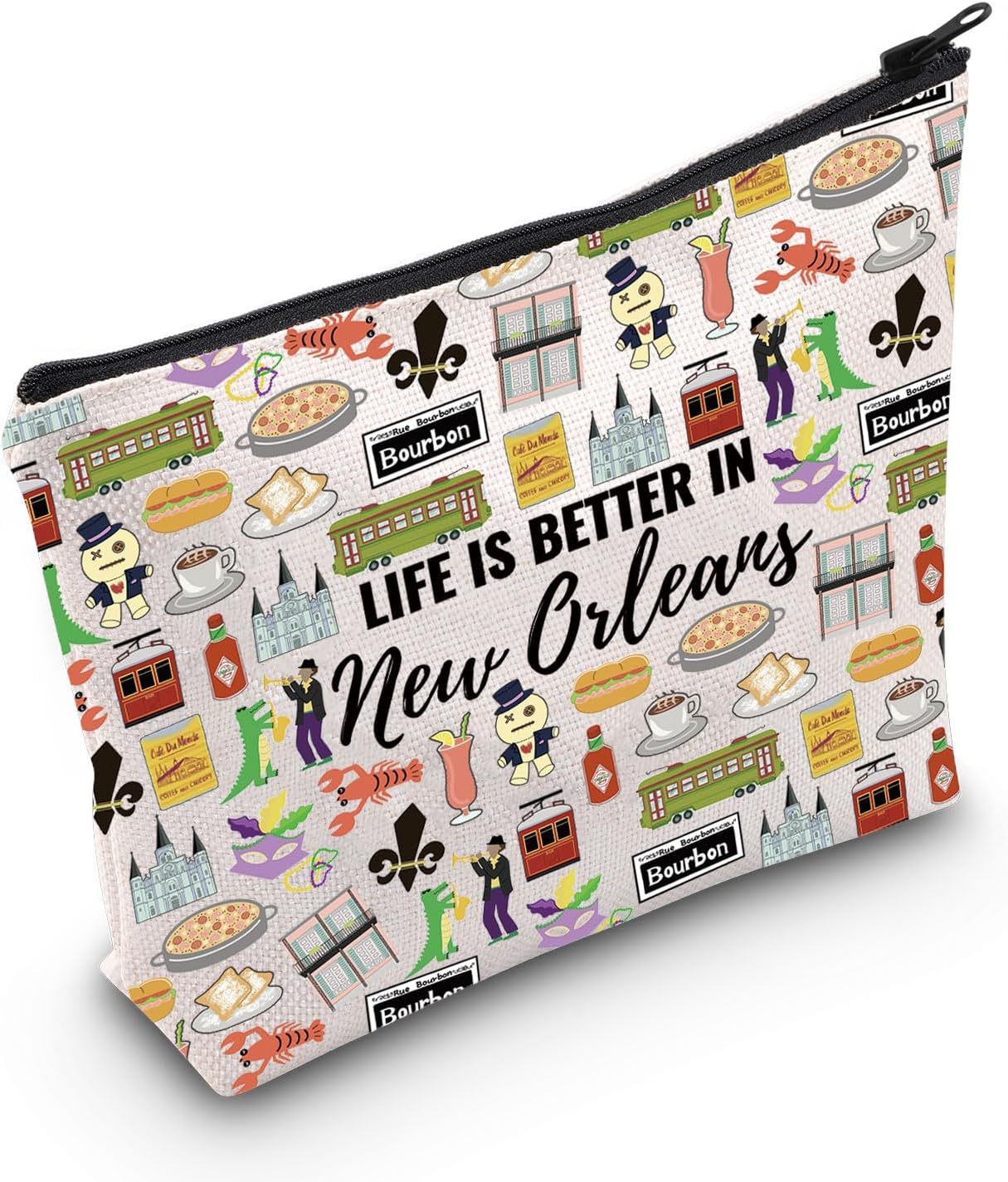 WCGXKO New Orleans Gift Life Is Better In New Orleans Makeup Bag New Orleans Souvenirs Travel Gift (In New Orleans)
