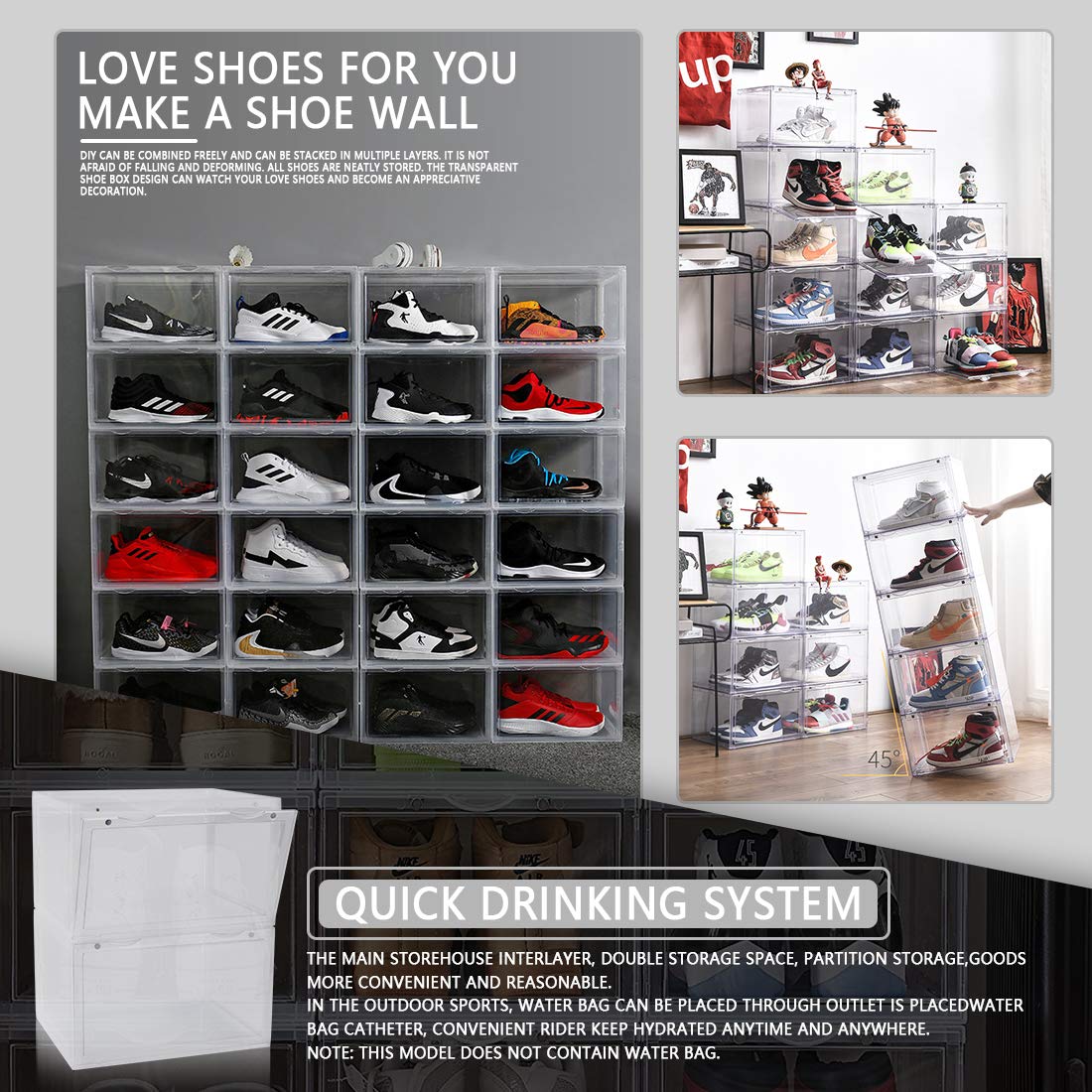 Scarpiera Trasparente 3 Livelli - Pieghevole, Impilabile, Per Scarpe Fino Taglia 46 - Foto 6