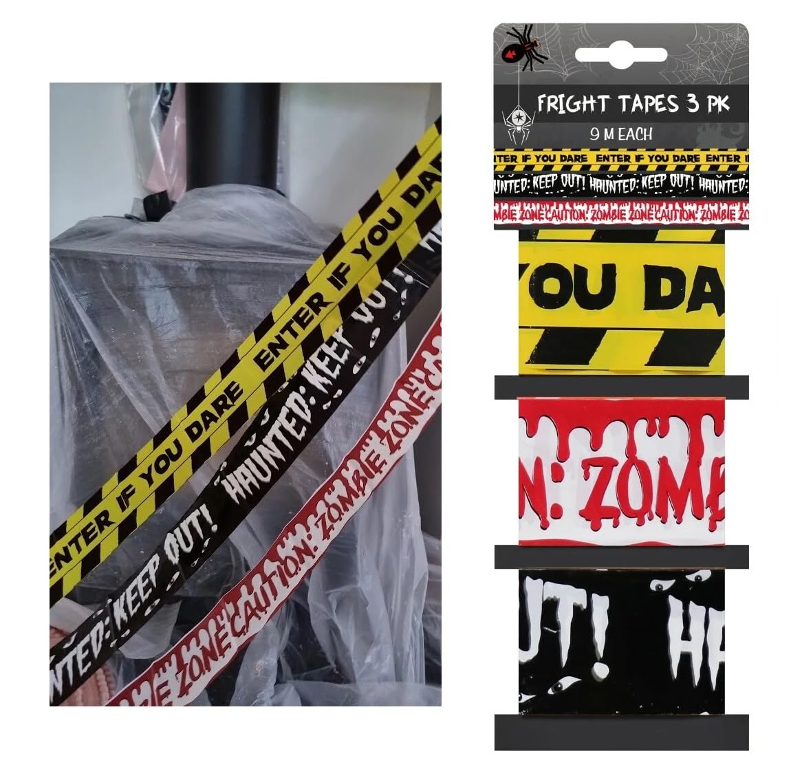 Decsee Multicolor 9M Halloween Warning Tape Banner Haunted House Party Decoration Bloody Caution