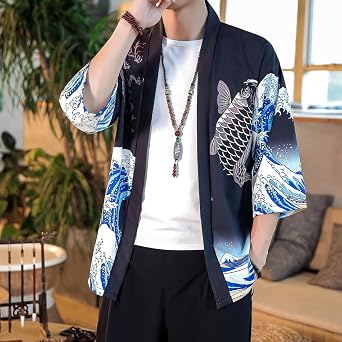 Men's Japanese Kimono Cardigan, Japanese Style Cat Streetwear Men Women Cardigan Japan Anime Robe Anime Clothes 2021 Summer