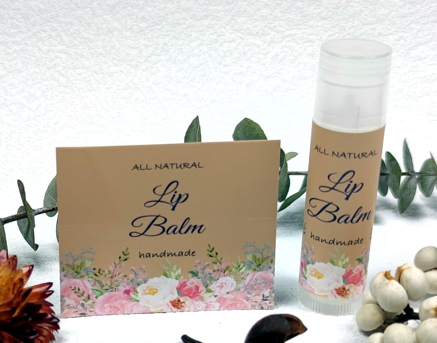 Homemade Skincare Products Adhesive Labels Stickers for Lip Balm Container Tubes 20pcs (French Beige)