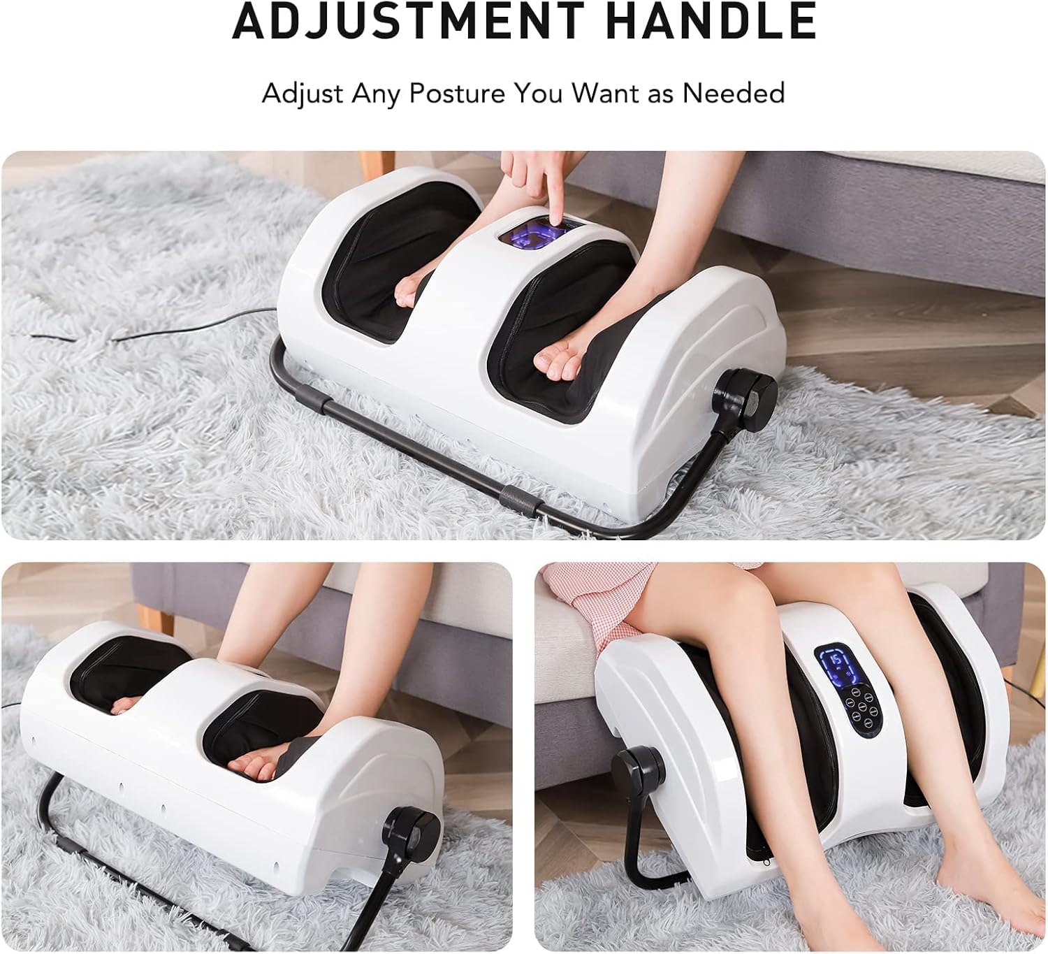 Homesnew Foot Massager Machine, Shiatsu Foot Massager Deep Kneading with Heat and Remote Control, Electric Calf Foot Massager to Increase Blood Circulation and Relief Plantar Fasciitis (Pearl White) : Health & Household