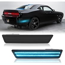 مجموعة مصابيح التحديد الجانبية LED باللون الأزرق الجليدي POPMOTORZ متوافقة مع دودج تشالنجر 2008-2014، دودج تشارجر 2011-2014، مصابيح التحديد الجانبية LED للرفارف الخلفية، عدسة مدخنة 2 قطعة