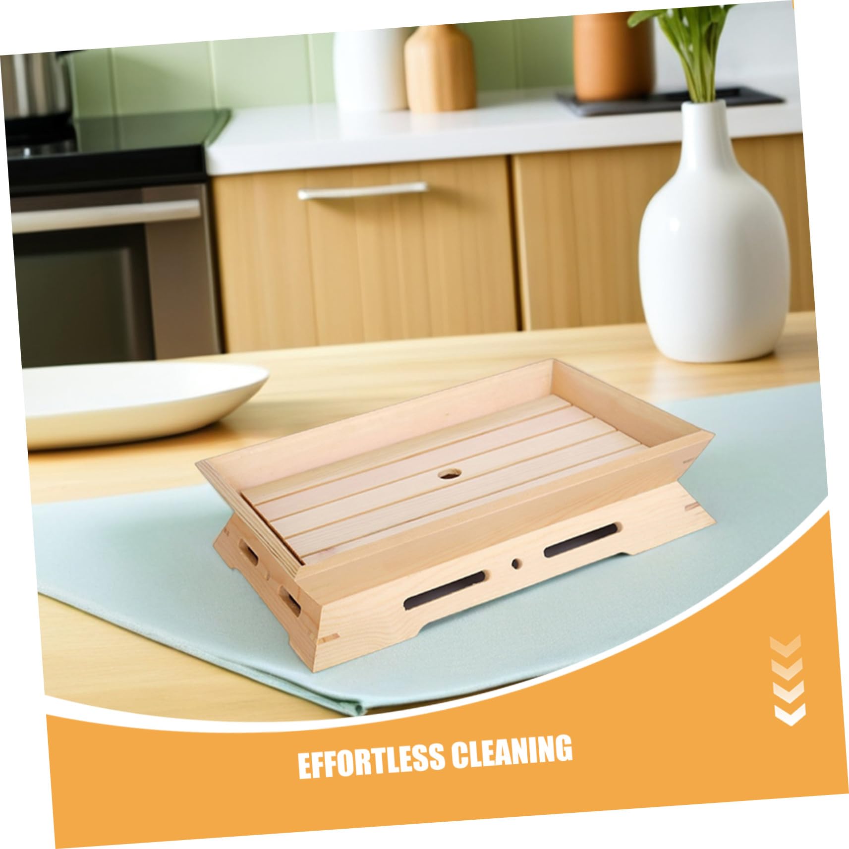 SHINEOFI Plato Japonés para Sashimi de Madera Rectangular 2 Piezas | Color Beige, Apilable Limpieza Fácil, para Aperitivos en Restaurante Casa