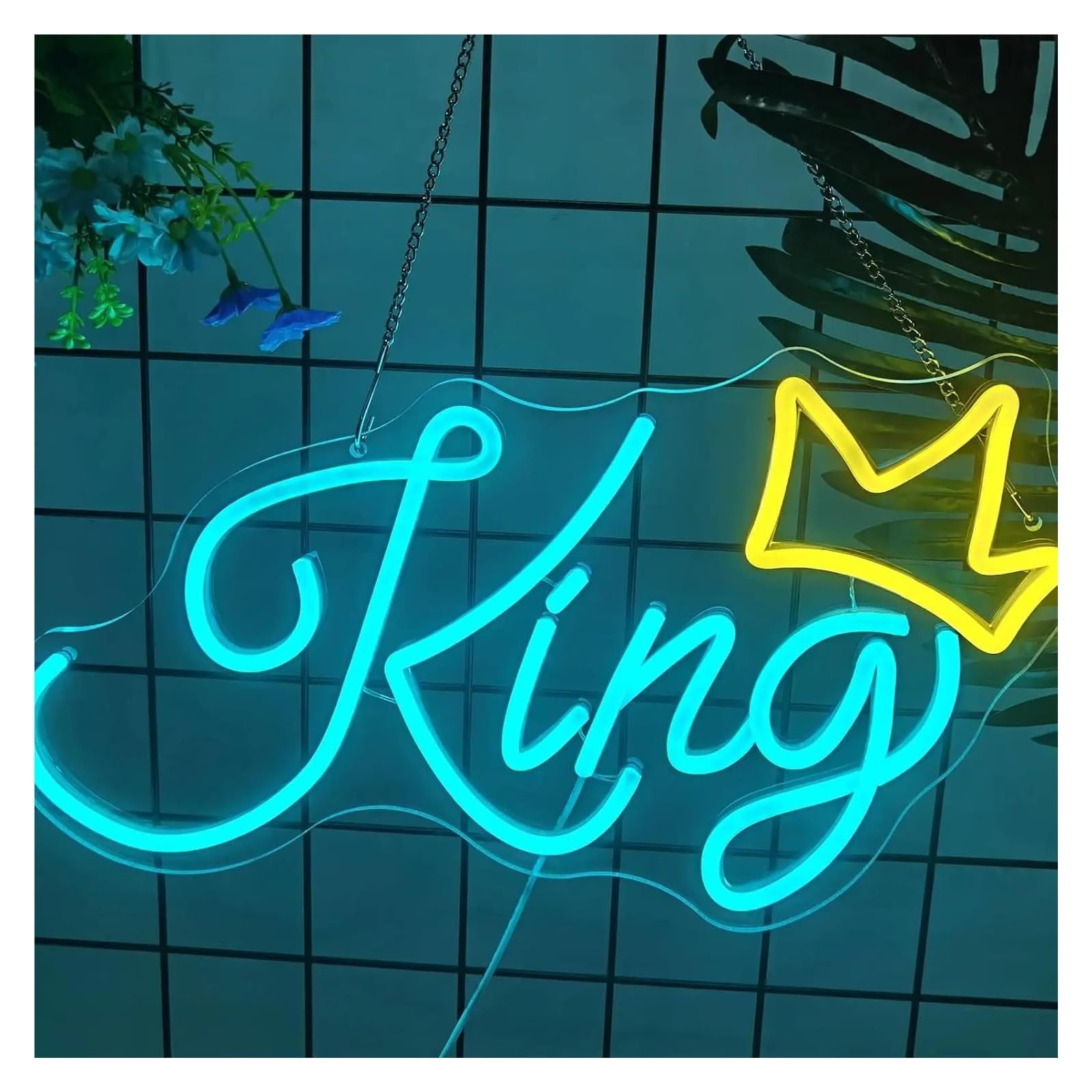 Insegna al Neon Insegna Al Neon King, Corona Luminosa A, Estetica, Alimentata Tramite USB, Decorazione Da Parete Per Bambini, Ragazzi, Cameretta, Feste, 22cmх40cm