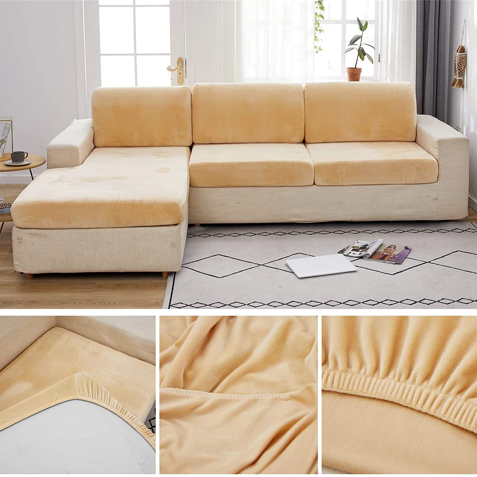 Ystyle Stretch Bankhoes 2 Zits, Universele Rekbare Armsteun Sofahoes, Elastische Bankhoezen Voor Woonkamer, Met Antislipschuim Vuilafstotend, Wasbare Meubelbe, Licht Koffie