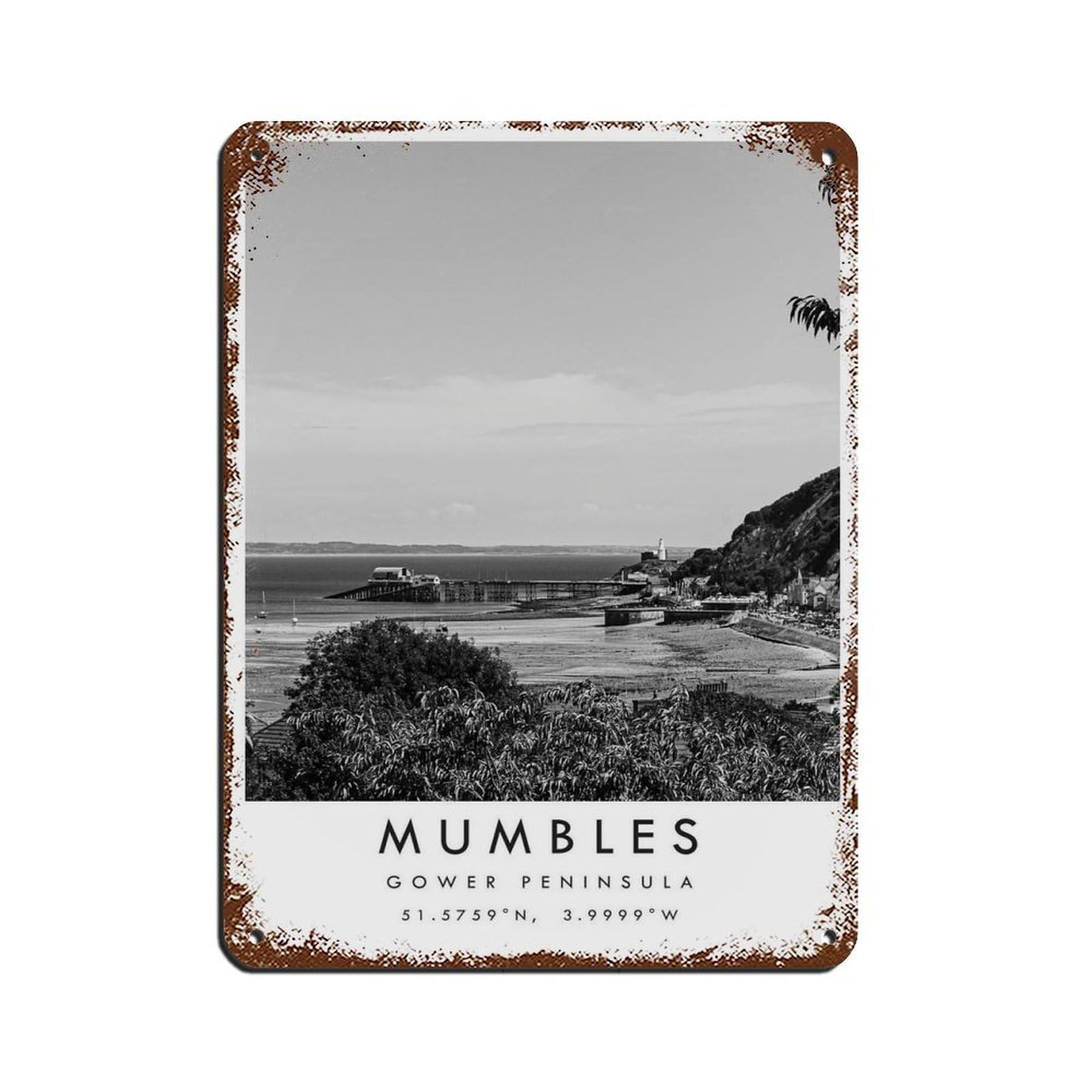 Mumbles Gower Travel, Gower Peninsula (2) Tin Sign Vintage Metal Pub Club Cafe Bar Home Wall Art Decoration Poster Retro 12x16inch(30x40cm)
