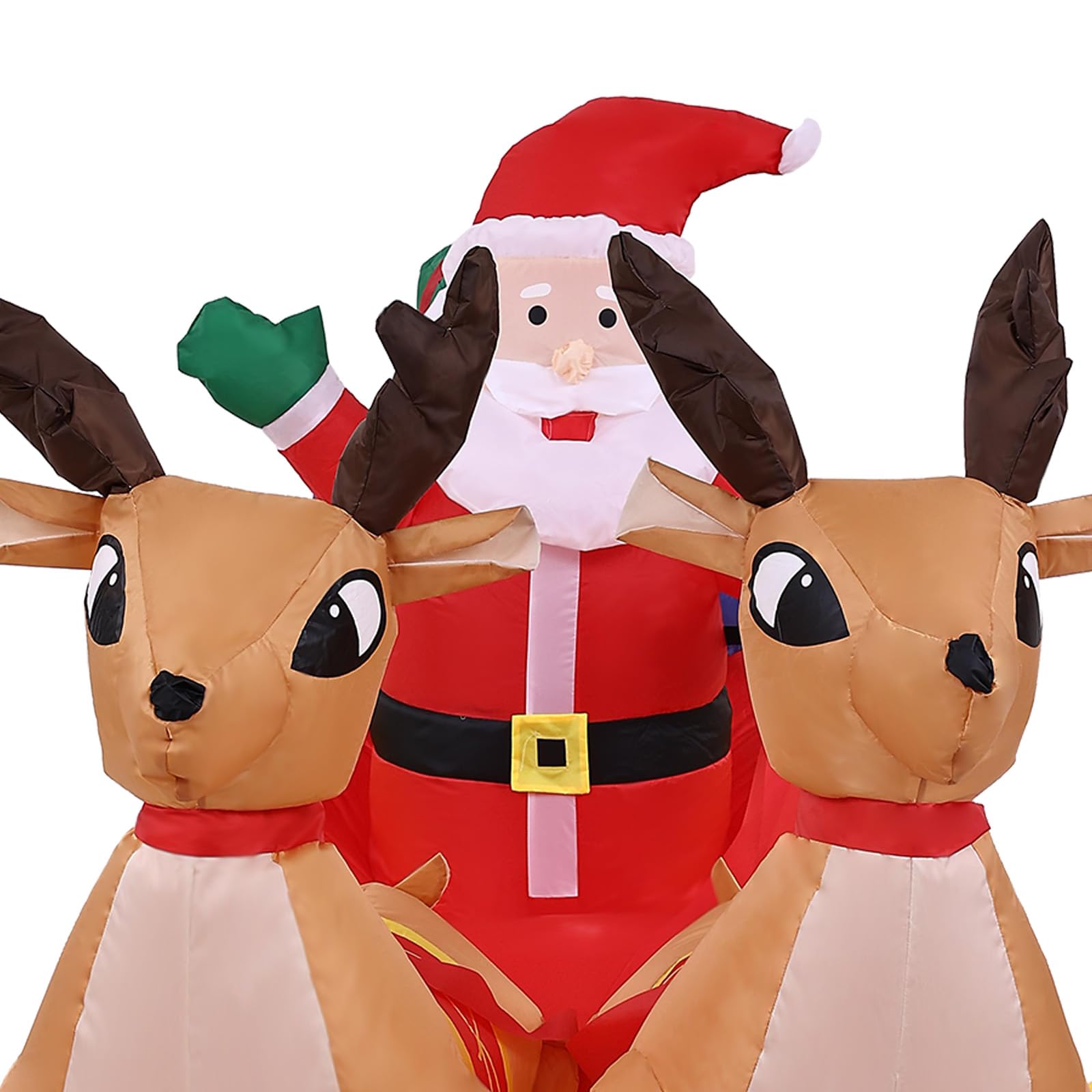 Papá Noel inflable trineo y renos iluminación LED decoración Navidad al aire libre fiesta luminoso personaje, 220 x 110 x 130 cm