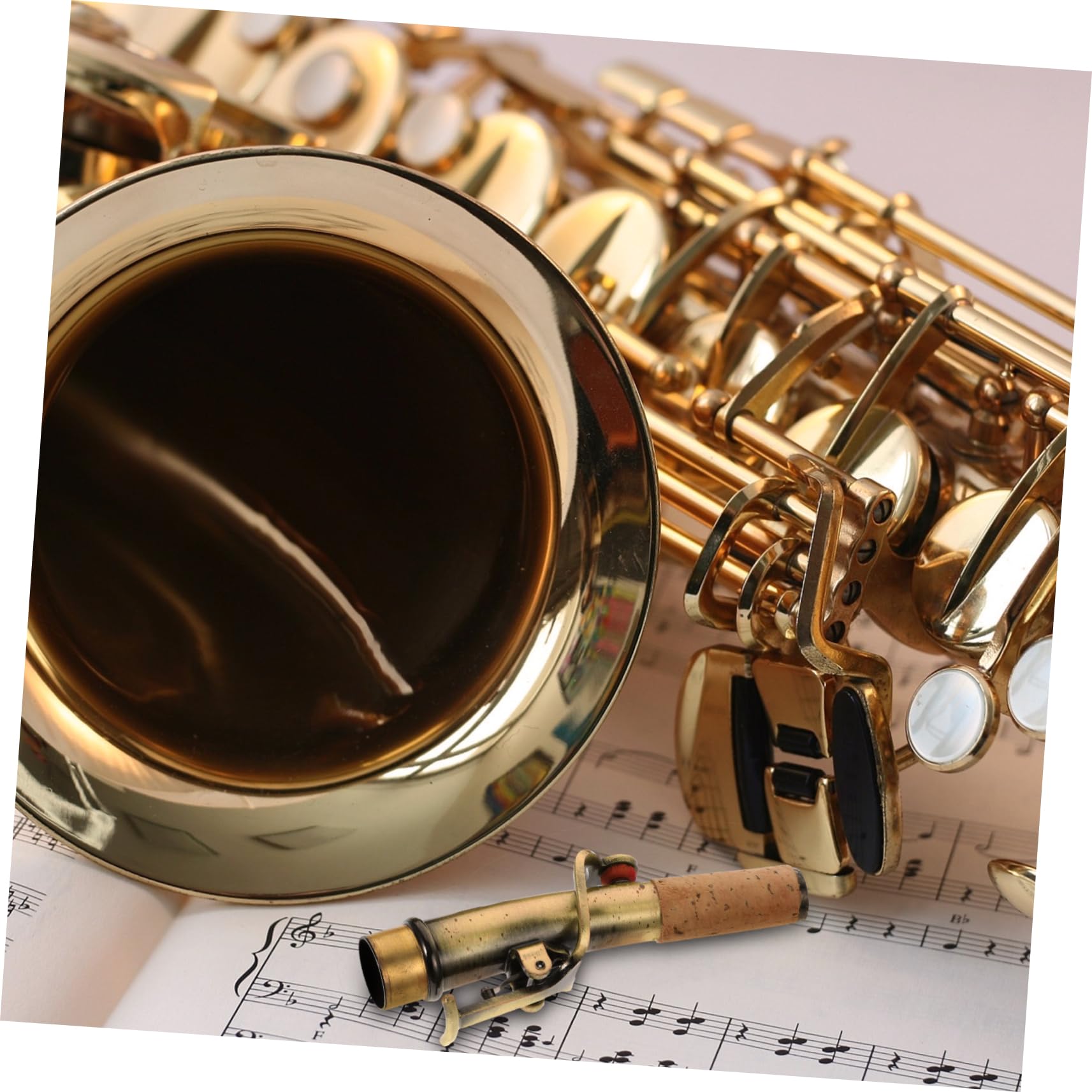 Collo Saxofono Dritto Retrò 2 Pezzi Bronzo e Sughero | Manici Curvi e Dritti, Accessori Vintage per Sax, Trasmissione Vibrazioni e Trasparenza Sonora