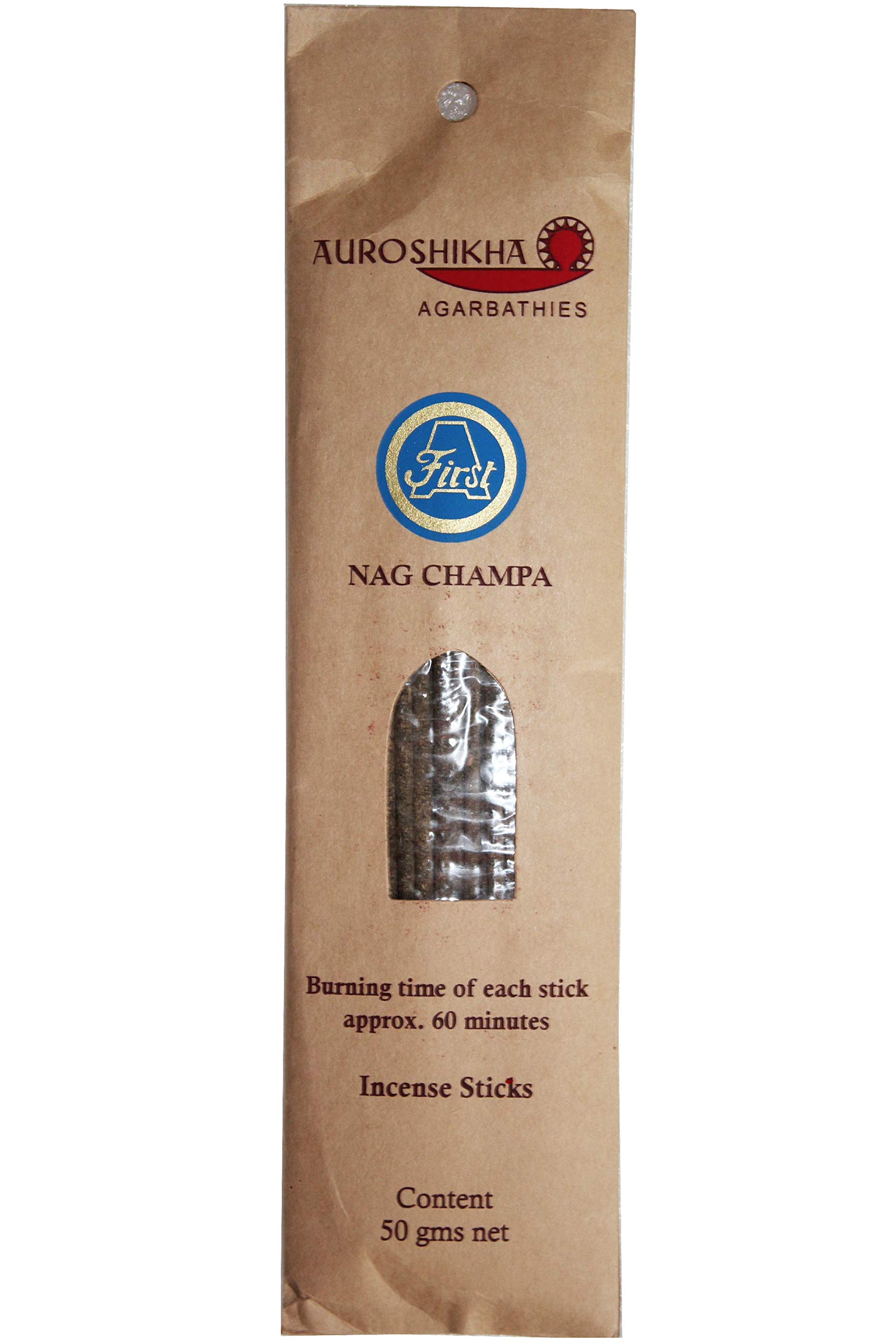 Auroshikha Agarbathies Natural Organic Joss Sticks Home Fragrance Incense Sticks, 50 Grams Each (NAG CHAMPA)