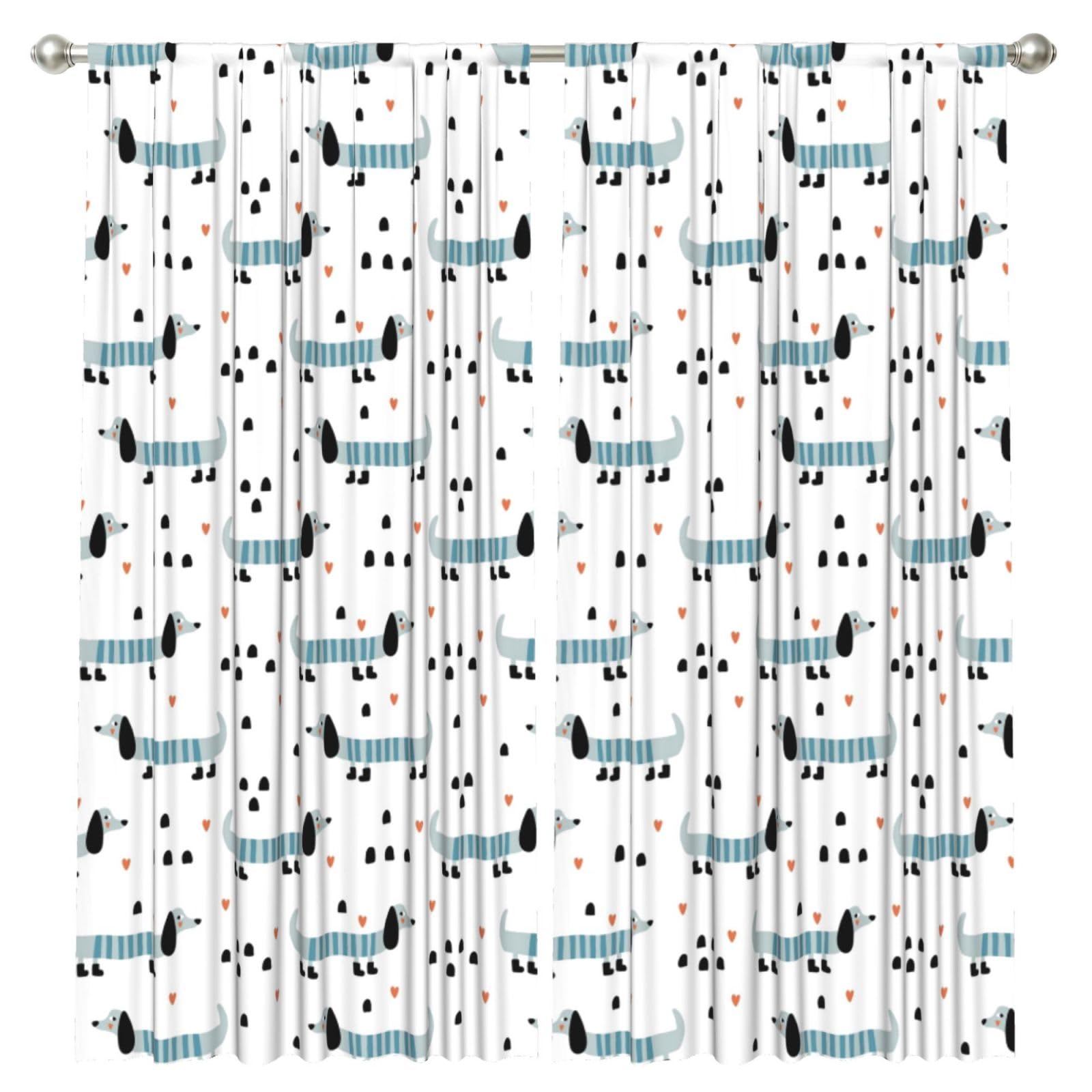 InOmak Cute Dachshund, 2 Panels Window Curtains 52 x 84 Inch Blackout Curtains for Living Room Bedroom