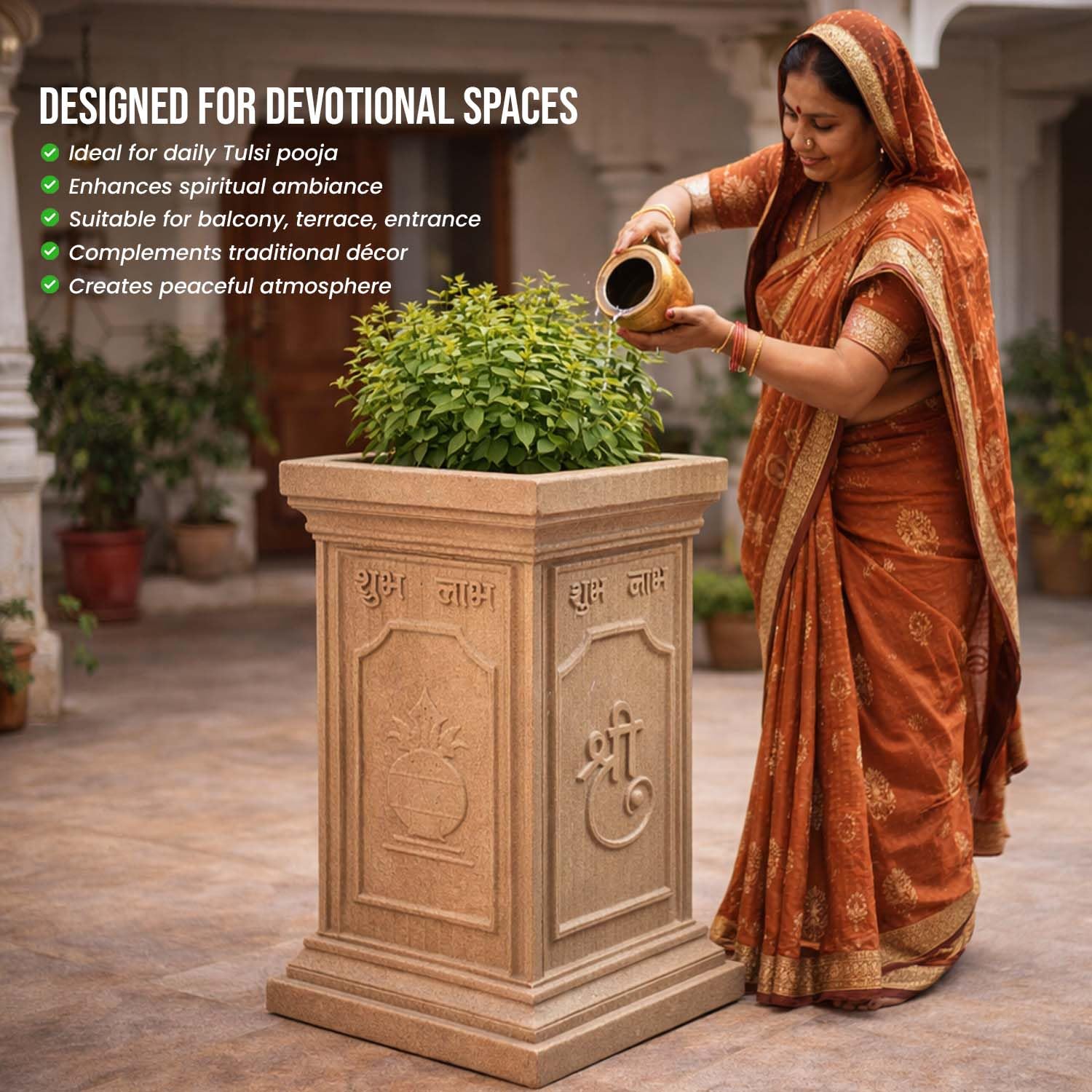 Go Hooked Tulsi Pot - Traditional Indian Planter -2