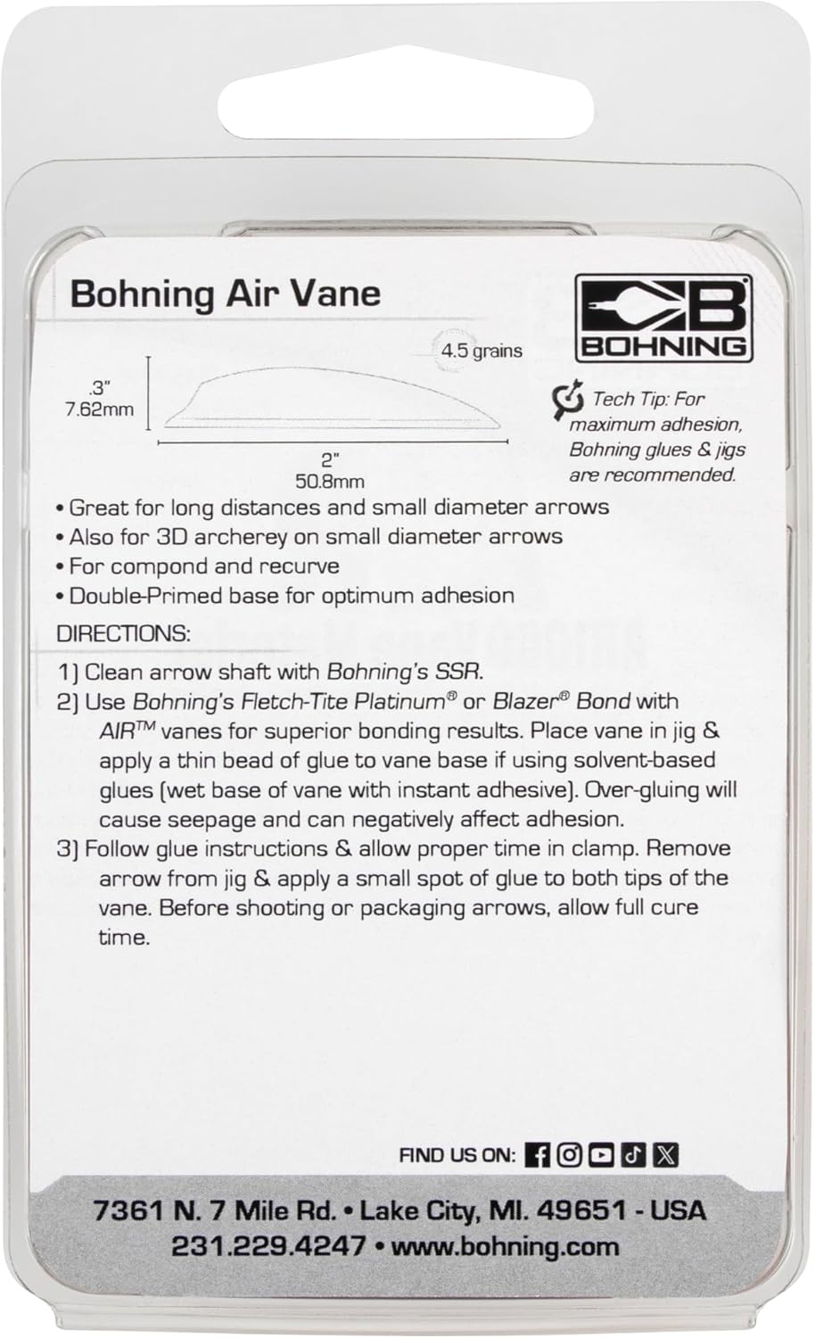 Bohning AIR Vanes, 2" Outdoor Target Vanes