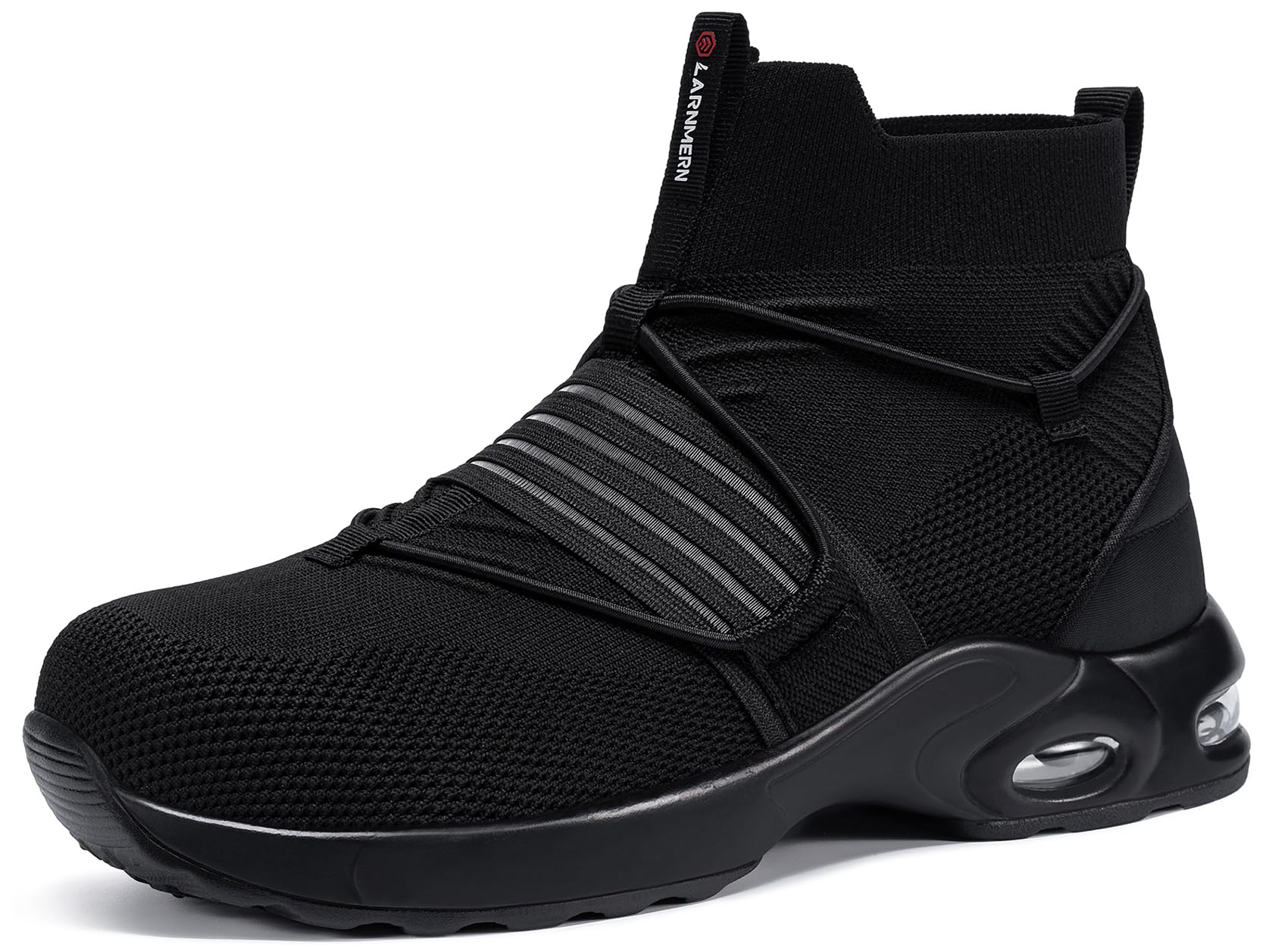 LARNMERNWork Boots Safety Mens Steel Toe Cap Boots Lightweight Safety Boots Slip On Safety Shoes Work Security Breathable Work Shoes High Top