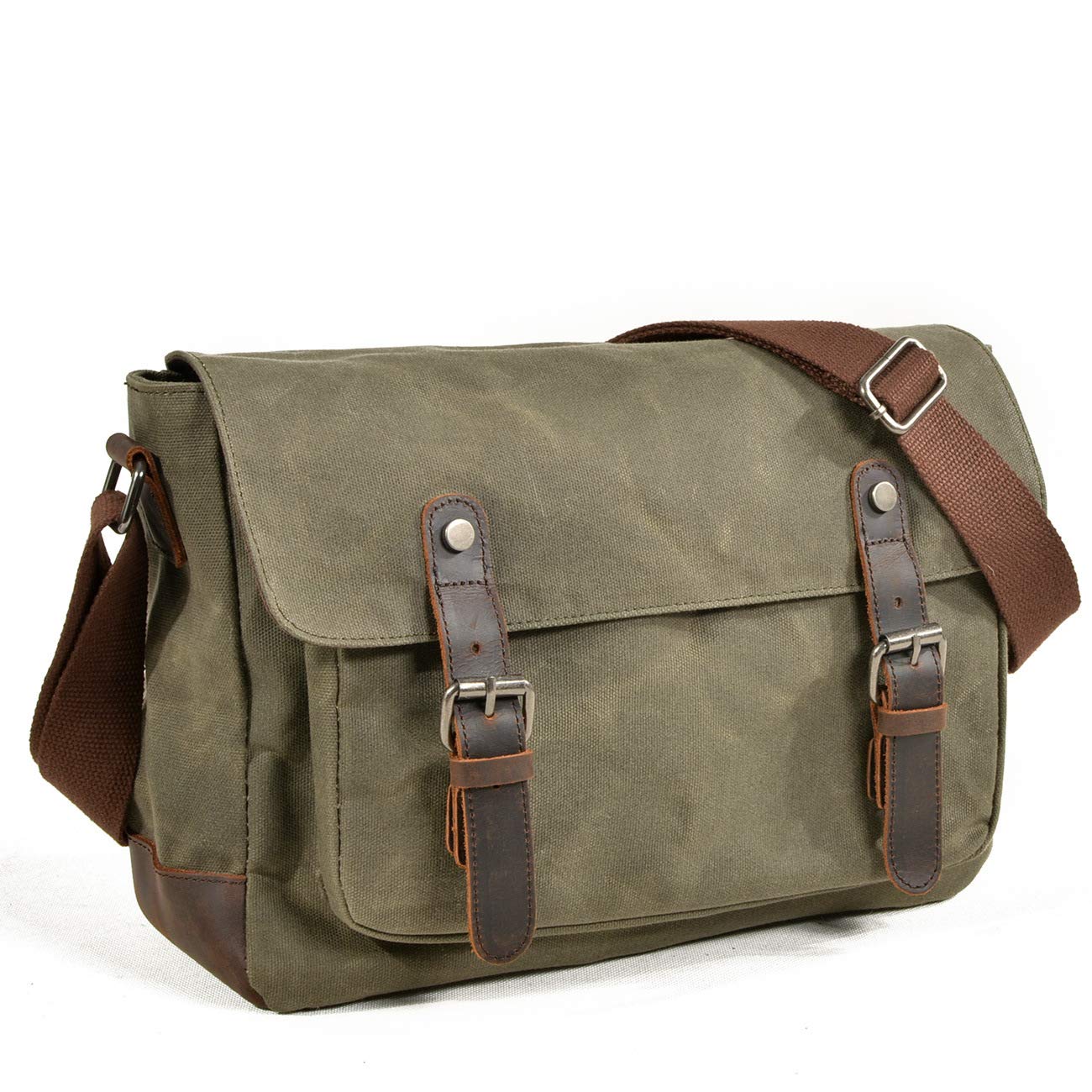 Sac à main bandoulière toile homme vert vintage sacoche bandoulière - 7