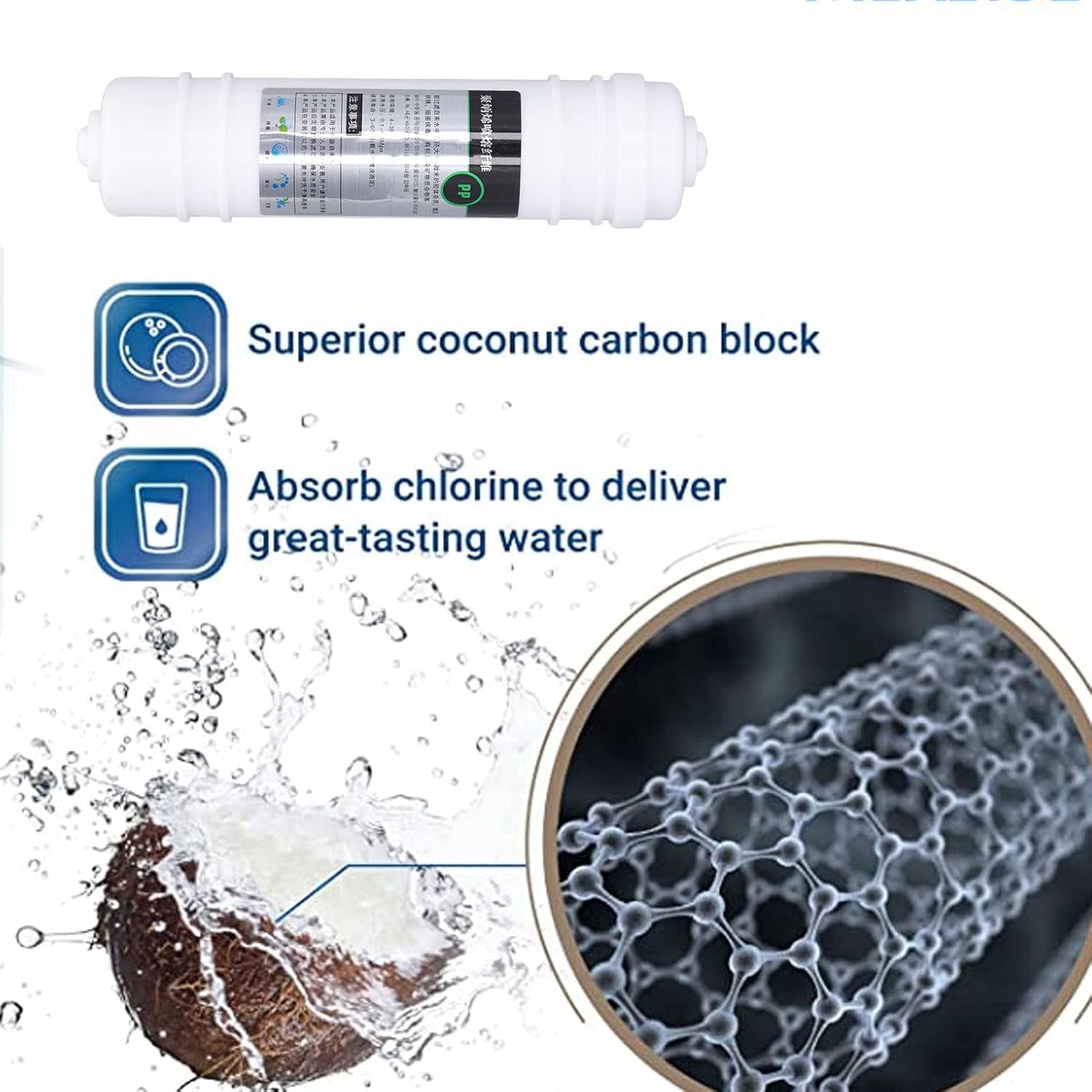 2 Pcs Water Purifier Filter 10in PP Cotton Quick Connection Universal Water Purifier Replacement Filter For Removing Organic Matter