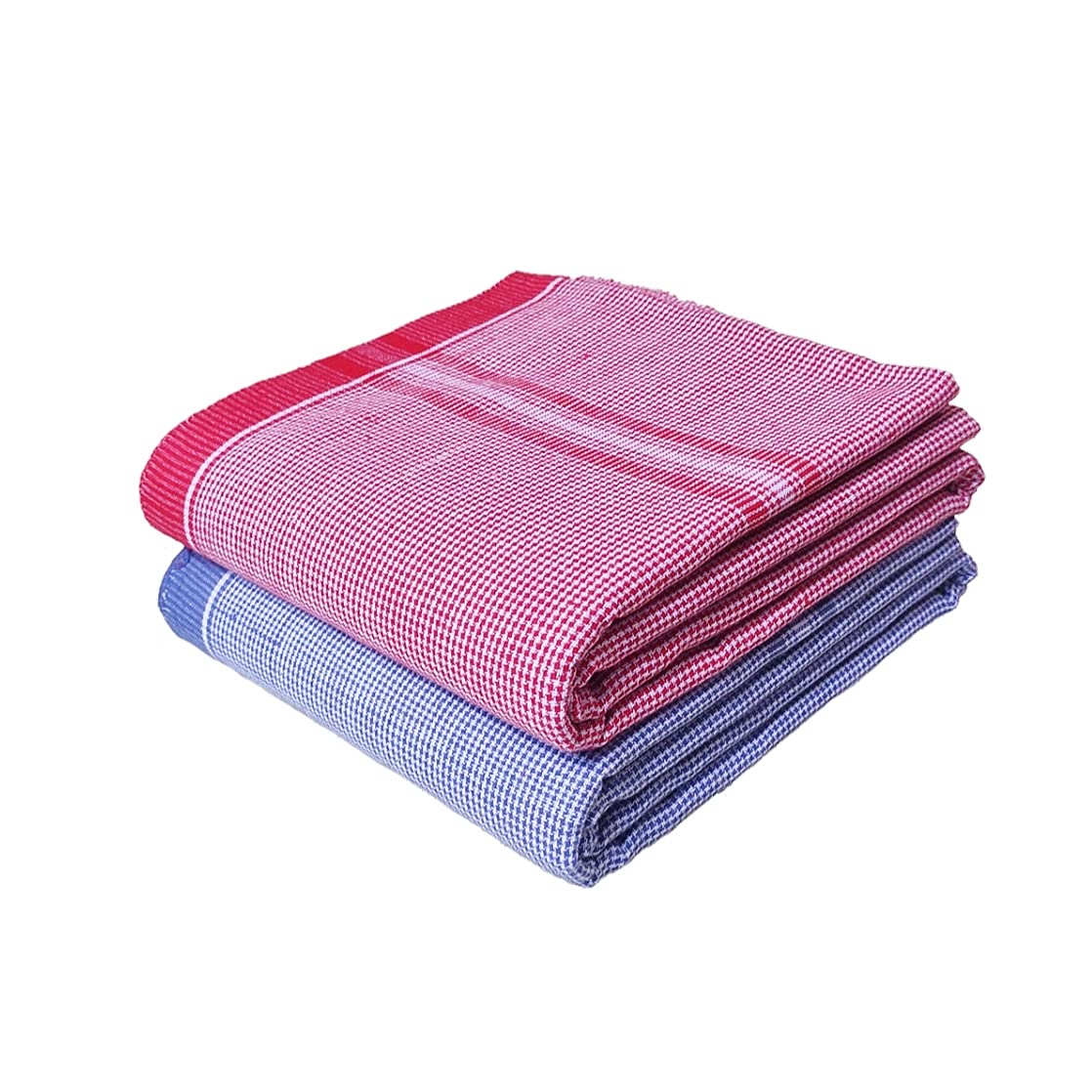 Mk weaves 100% Cotton Gamcha Bath Towels Pack of 2, Red,Blue (33" x 70" Inch),XXX-Large-image-31