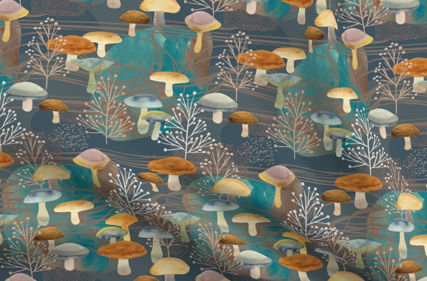 Spoonflower Fabric - Nature Forest Woodland Mushrooms Mushroom Toadstools Magical Dreamy Printed on Minky Fabric by The Yard - Sewing Baby Blankets Quilt Backing Plush