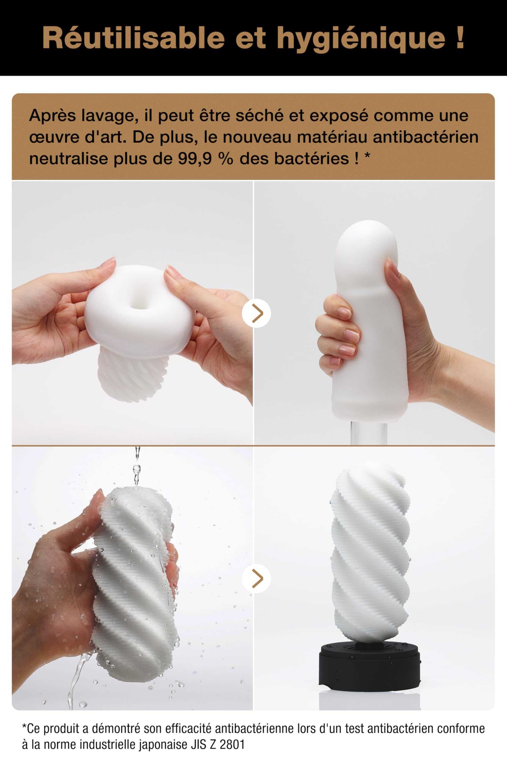 TENGA Sculpted Ecstasy 3D Series TDX-003 | Masturbateur pour homme (Sex toy) | Manchon réutilisable à texture de vagues ondulantes | Fabriqué au Japon
