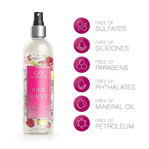 Miniatura 4 de Hairfinity Rice Water Hair Mist - Fórmula sin silicona y sulfato - Lo mejor para cabello dañado, seco, rizado o encrespado - Seguro para queratina y