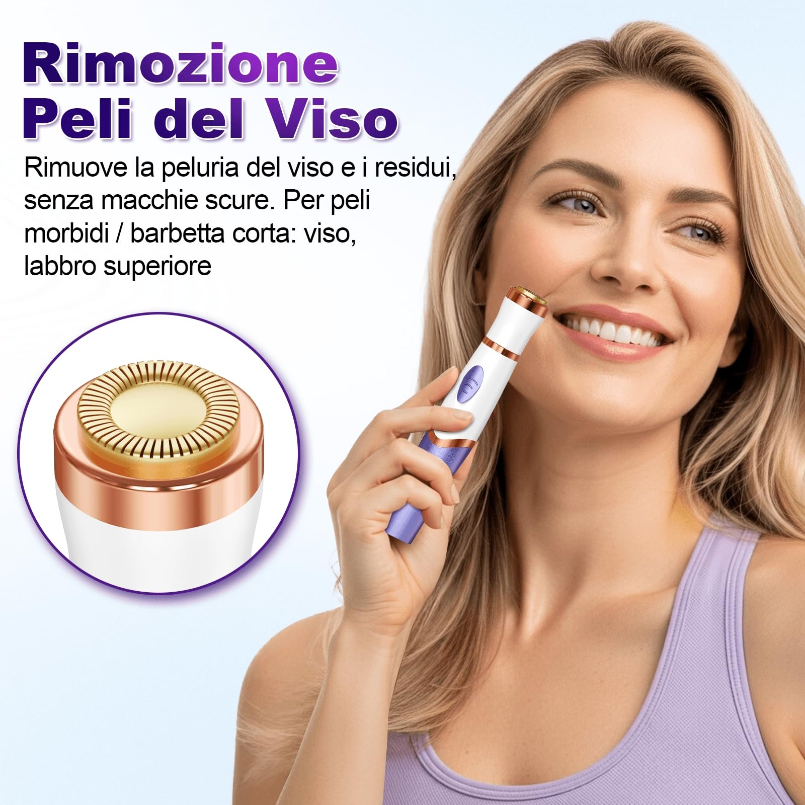Rasoio Elettrico Donna, 4 in 1 Depilatore Corpo Donna Rasoio Parti Intime Depilatore Viso, Rasoio Intimo Rasoio Elettrico Corpo Epilatore Elettrico Capelli per Viso, Corpo