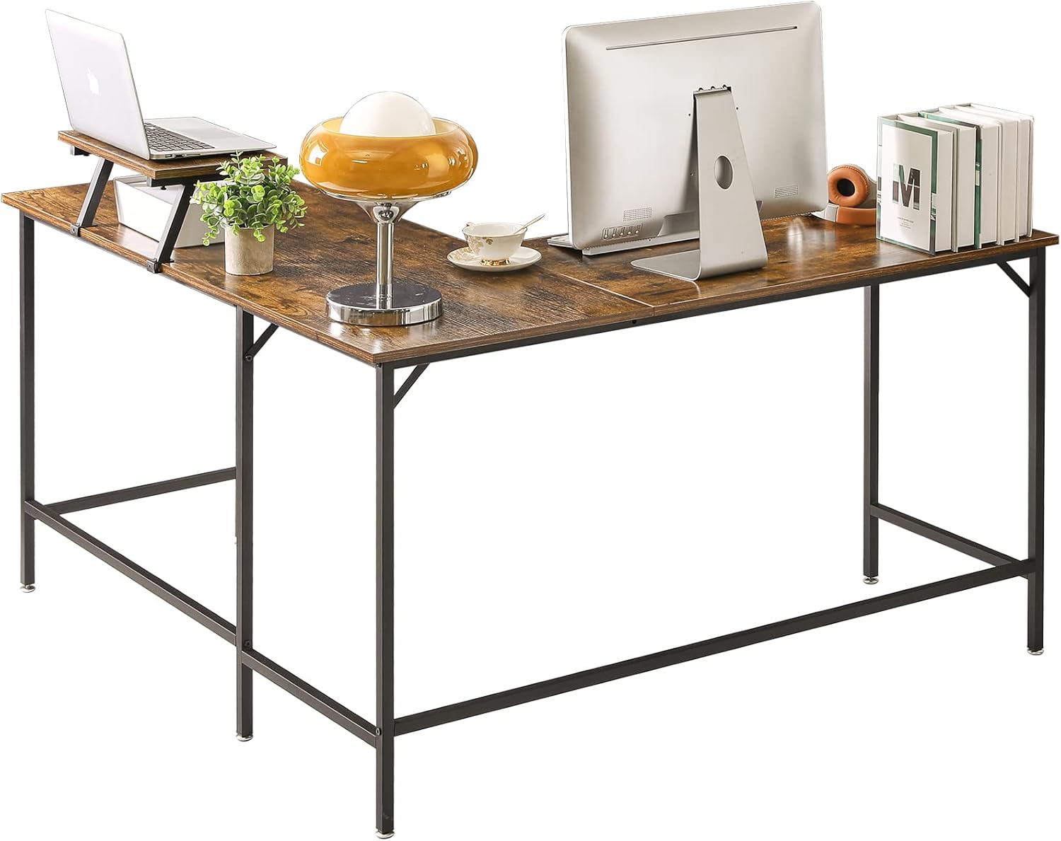 Assembled IBUYKE L-Shaped Computer Desk in a home office setting.