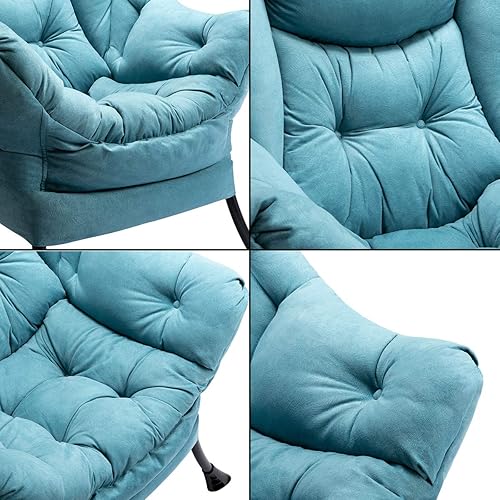 Miniatura 69 de HollyHOME - Silla perezosa grande de tela para sala de estar, silla de lectura, acogedora silla de descanso con reposabrazos, sofá de ocio, color