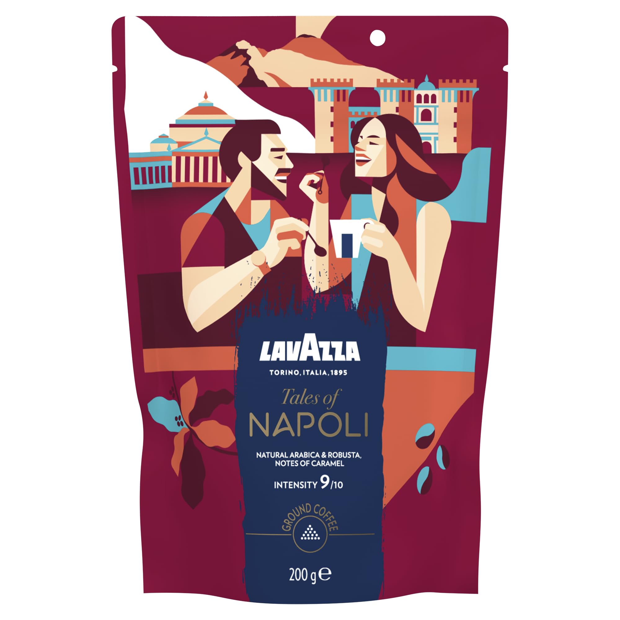 LavAzza Tales of Napoli Ground Coffee 200g By COUGAR | Dark & Intense Italian Coffee | Arabica & Robusta Blend | Strong Bold Taste | Intensity 9/10 | Inspired by Naples Coffee Culture - (Imported-UK)
