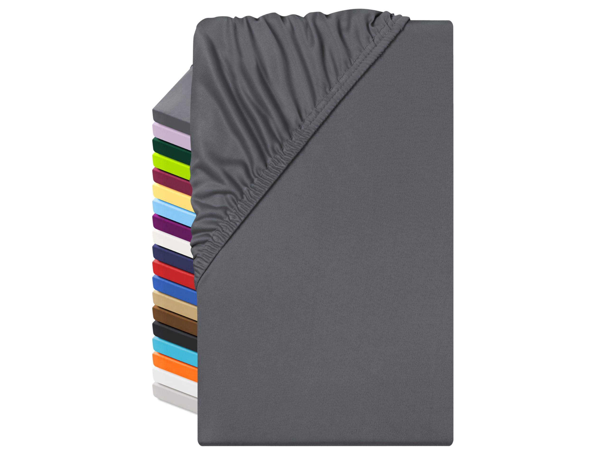 npluseins Microfibre Fitted Sheet - Breathable and Suitable for Allergy Sufferers 1519.2192, 80-90 x 190 cm, anthracite